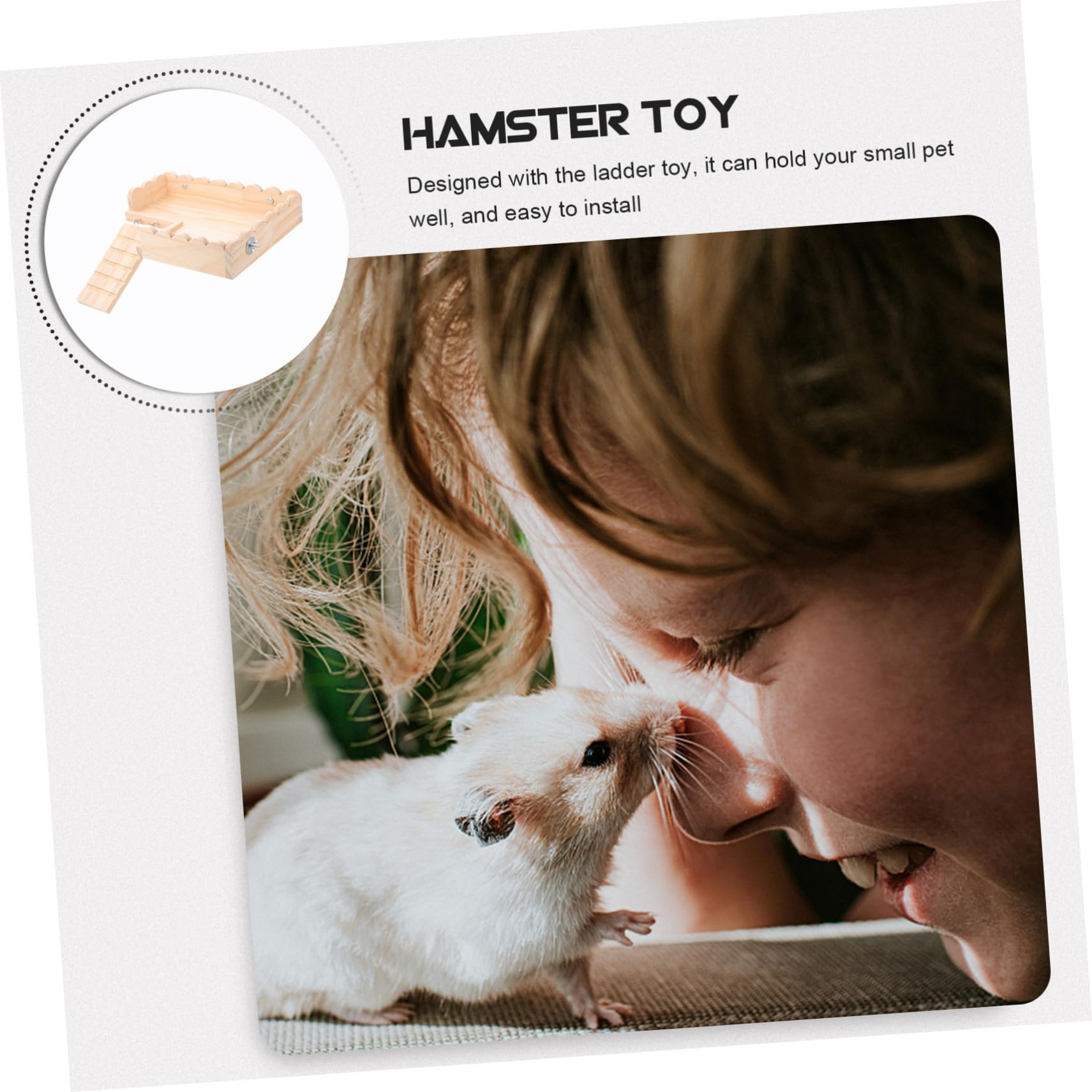 Hohopeti Hamster Plattform Holzspielzeug mit Leiter Stabile Kleintier Basis zum Klettern und Ruhen Langlebiges Holz für Hamster Meerschweinchen und Kleine Nager Einfache Installation