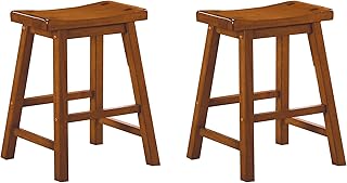 Lexicon Saddleback Solid Wood Kitchen Height Stool Set of 2