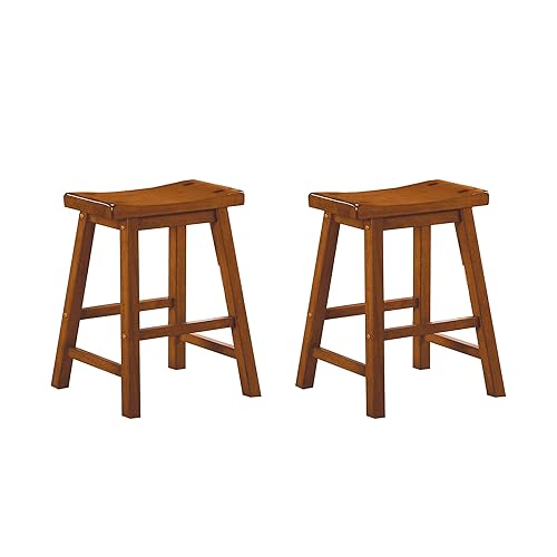 Homelegance Saddleback Solid Wood Kitchen Height Stool Set of 2