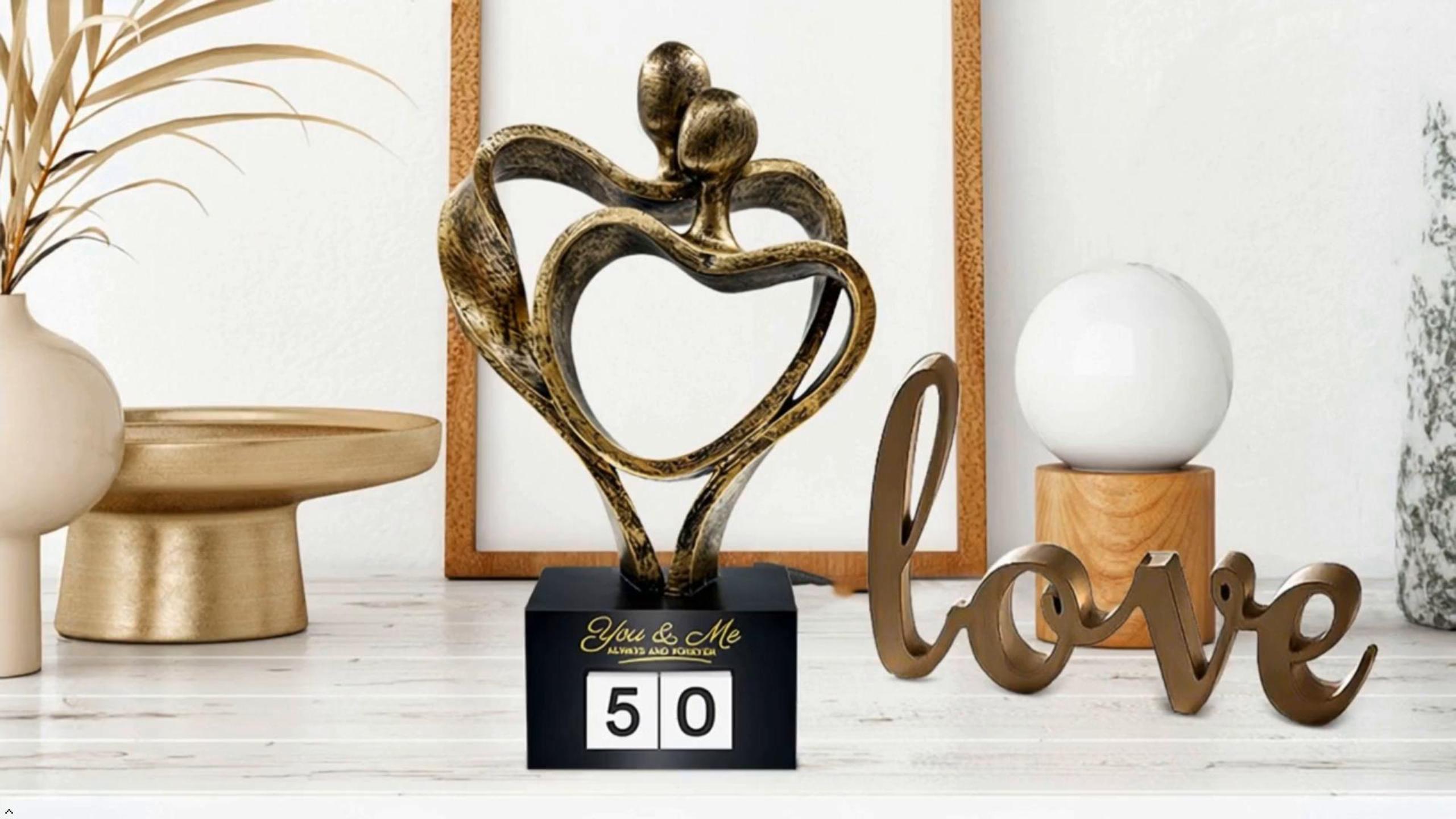 Figura Decorativa Pareja Aniversario 25 y 50 Años Oro miniatura 7