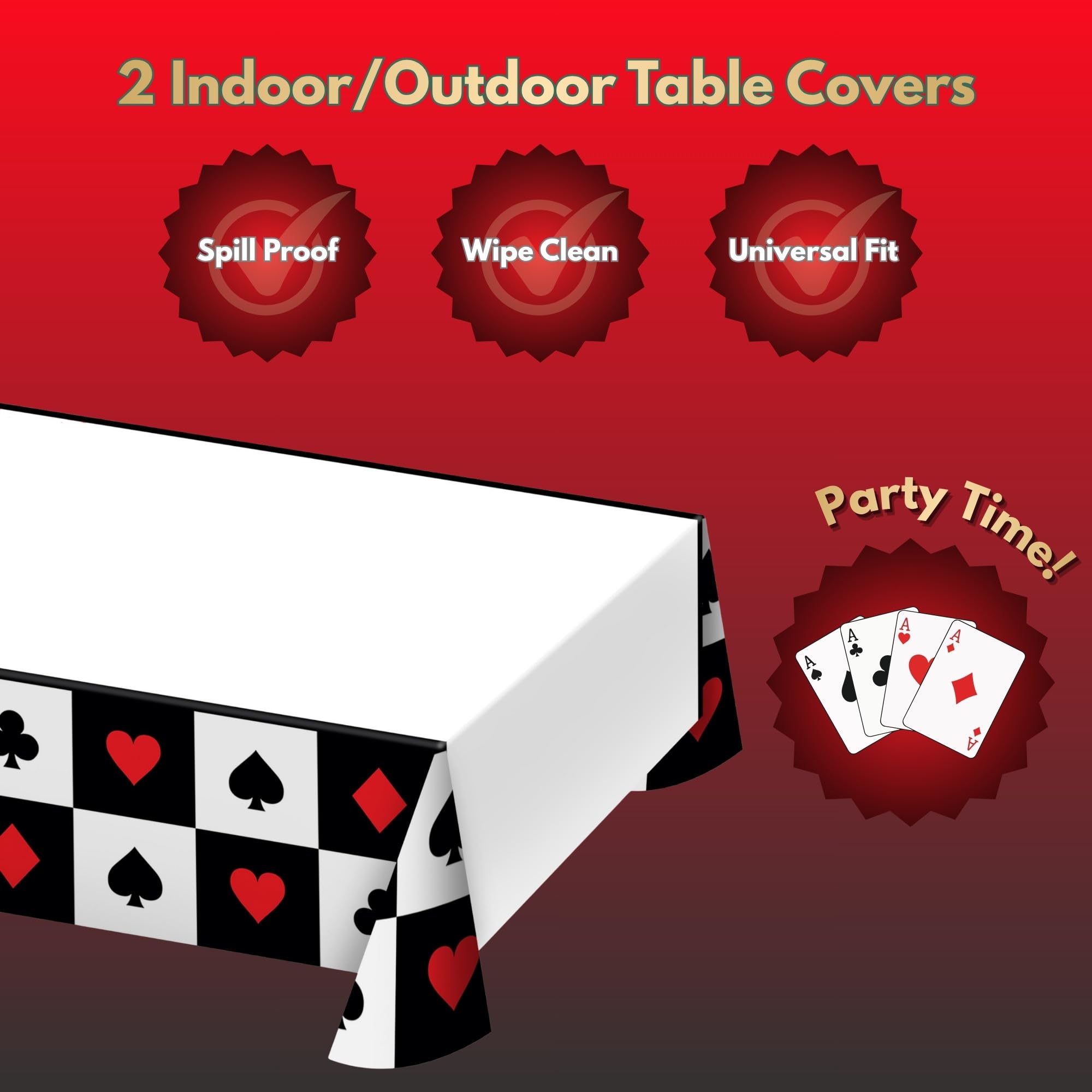Carta per feste, casinò Poker, e magiche feste, copertine per tavolo da notte, rosso, nero e bianco (confezione da 2)