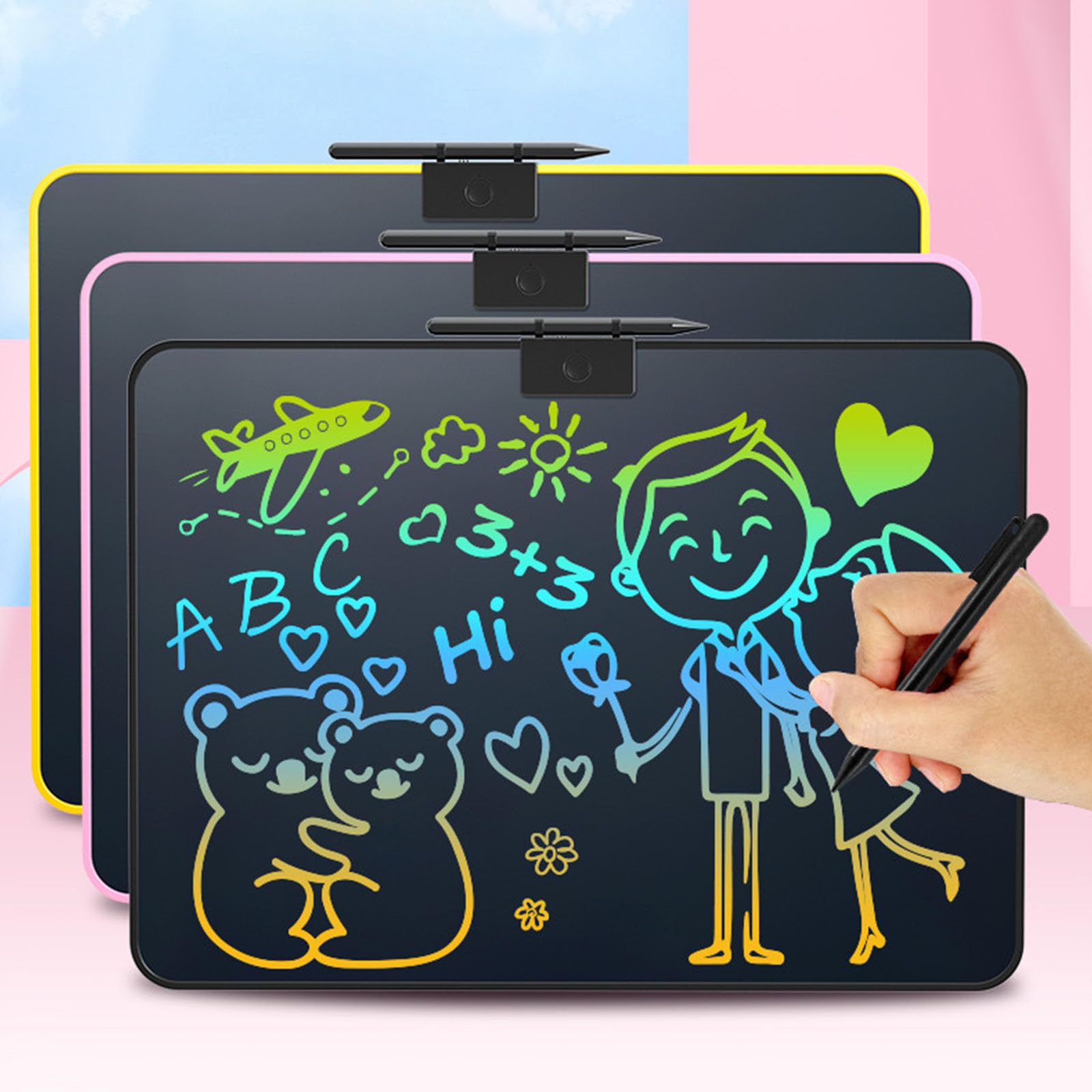 Tavoletta grafica ricaricabile per bambini, schermo LCD da 16, 5 pollici, tavoletta grafica portatile con pulsante cancellazione, per scarabocchi, tavoletta grafica LCD, giocattolo educativo