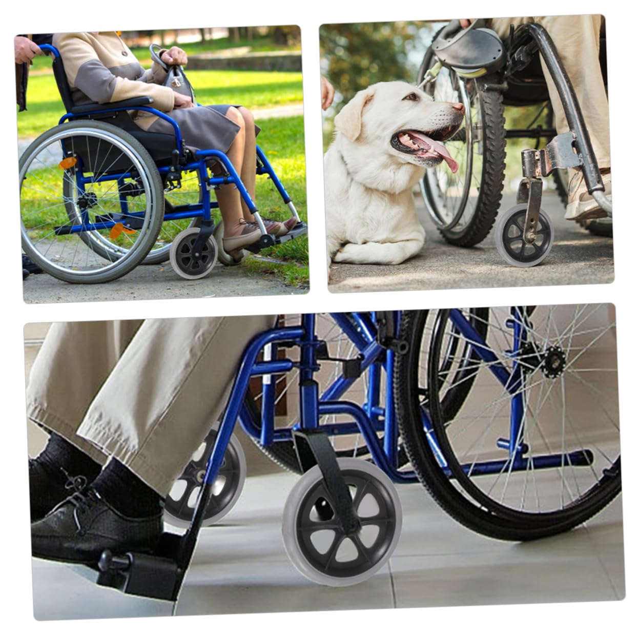 Veemoon 2pezzi Ruote di Ricambio per Sedia Rotelle Sostituzione Ruote Anteriori Piccole con Asta Asse Vite Accessorio Motore per Sedia Rotelle in Plastica Dura e Resistente all Usura