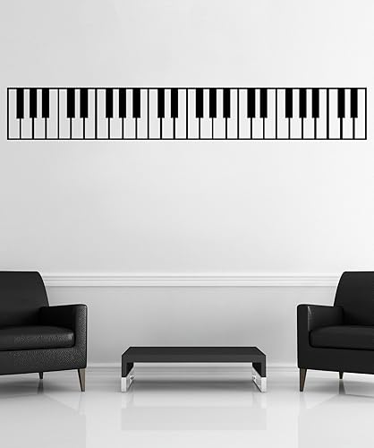 Pegatina de pared de teclas de piano. Decoración de instrumentos musicales. Tamaño de 22 x 150 pulgadas. Más seguro que el papel pintado. Color