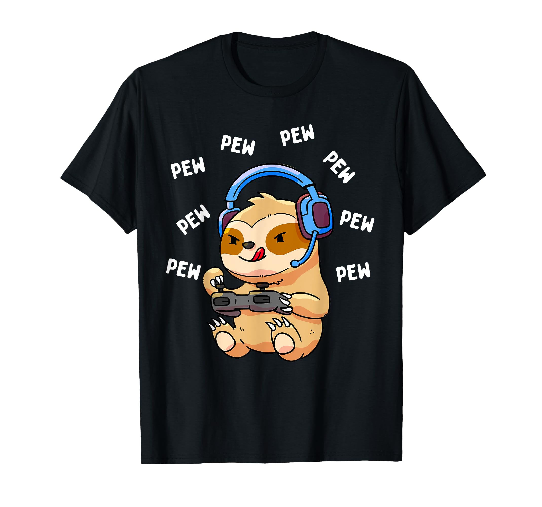 Pew Gamer Sloth Pew Pew Gaming Lover Gift T-Shirt