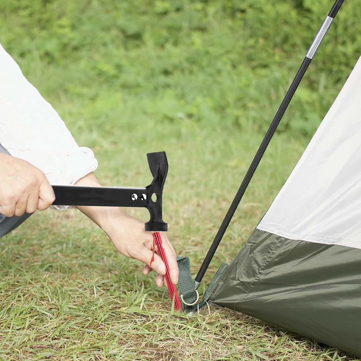 18+2 Pack Tent Stakes, AVOFOREST 7.1" Aluminum Ground Pegs, Heavy Duty Y-Beam Tent Spikes with Reflective Pull Cords, Lightweight Metal Stakes for Camping, Hiking, Beach, Tarps (Red)