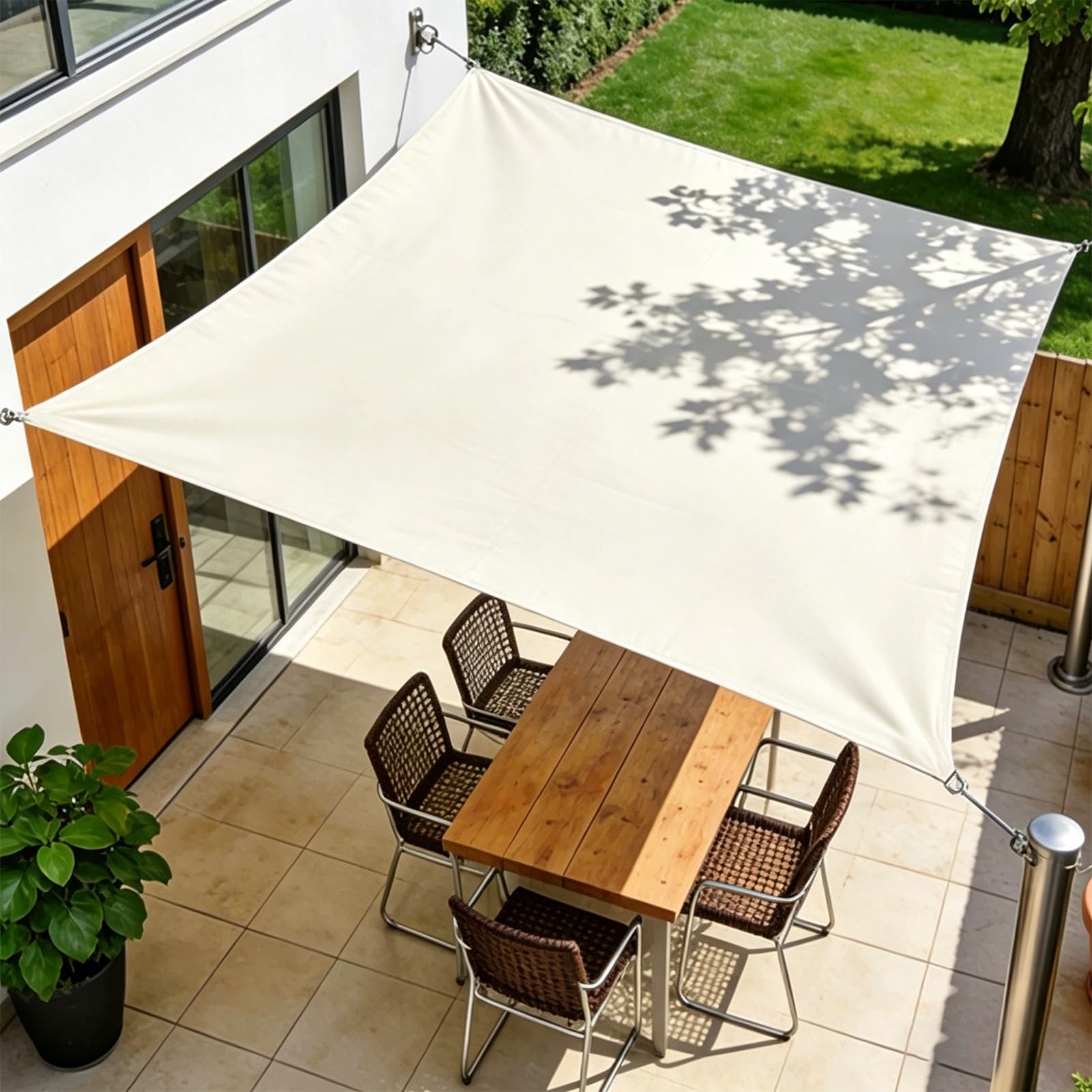 Heavy Duty Waterproof Tarp – Beige PVC Tarpaulin with Reinforced Grommets for Truck Cover, Hay Storage, Wood Pile, Roof Patch, Tent Footprint(1.2x1.5m(3.9ftx4.9ft))
