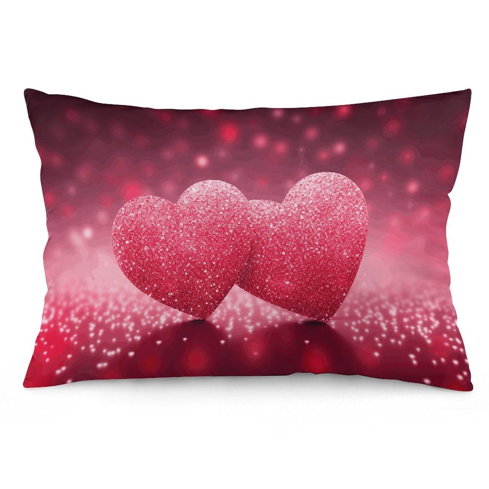 2 Pack Pillow Cases for Hair and Skin, Soft Breathable Pillow Case Covers with Hidden Zipper, Heart Pillowcase 16 "x24 Pillow Covers for Sleeping Gift