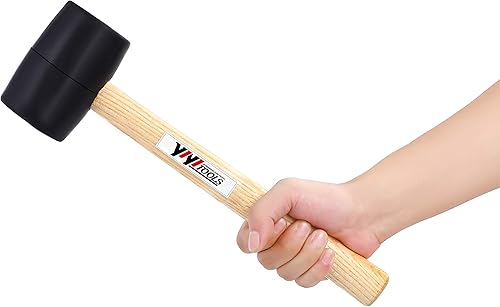 Vista 46 de YY-2-005 - Martillo tipo mazo de goma con mango de madera, 8 onzas, negro