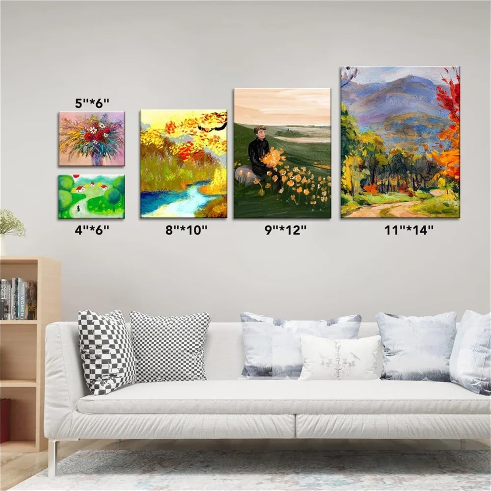 Tela Per Dipingere Set di 8 tele cotone tese vuote su cornici quadrate in legno for dipingere sia ad olio che acrilico