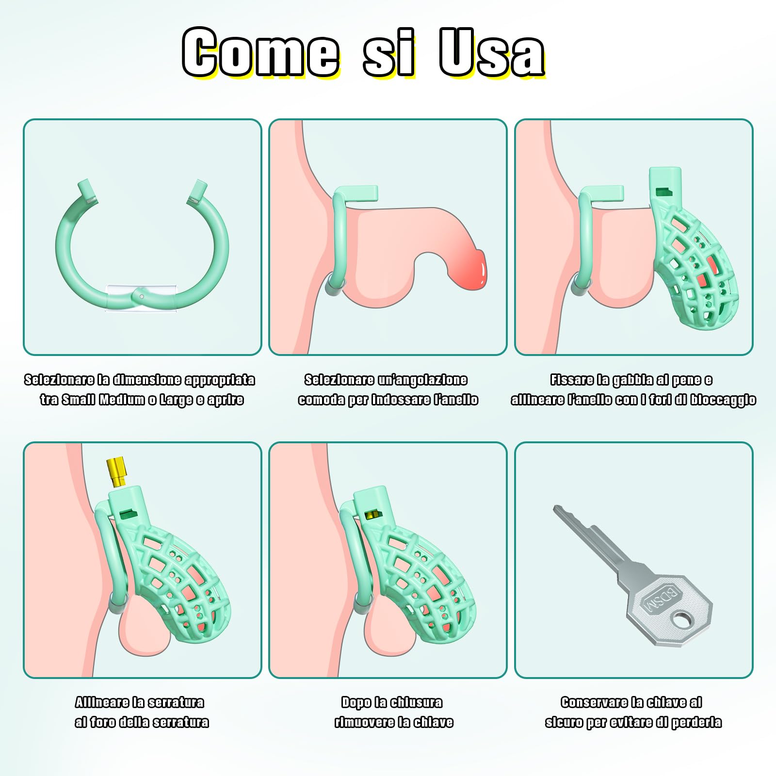 Leggero Gabbia Pene Sex Toy Uomo - Gabbia di Castità Maschile con 3 Anelli per il Pene Rimovibili per Prevenire L'erezione, Traspirante Chastity Cage Gay Sex Toys per BDSM Bondage Giocattoli Erotici