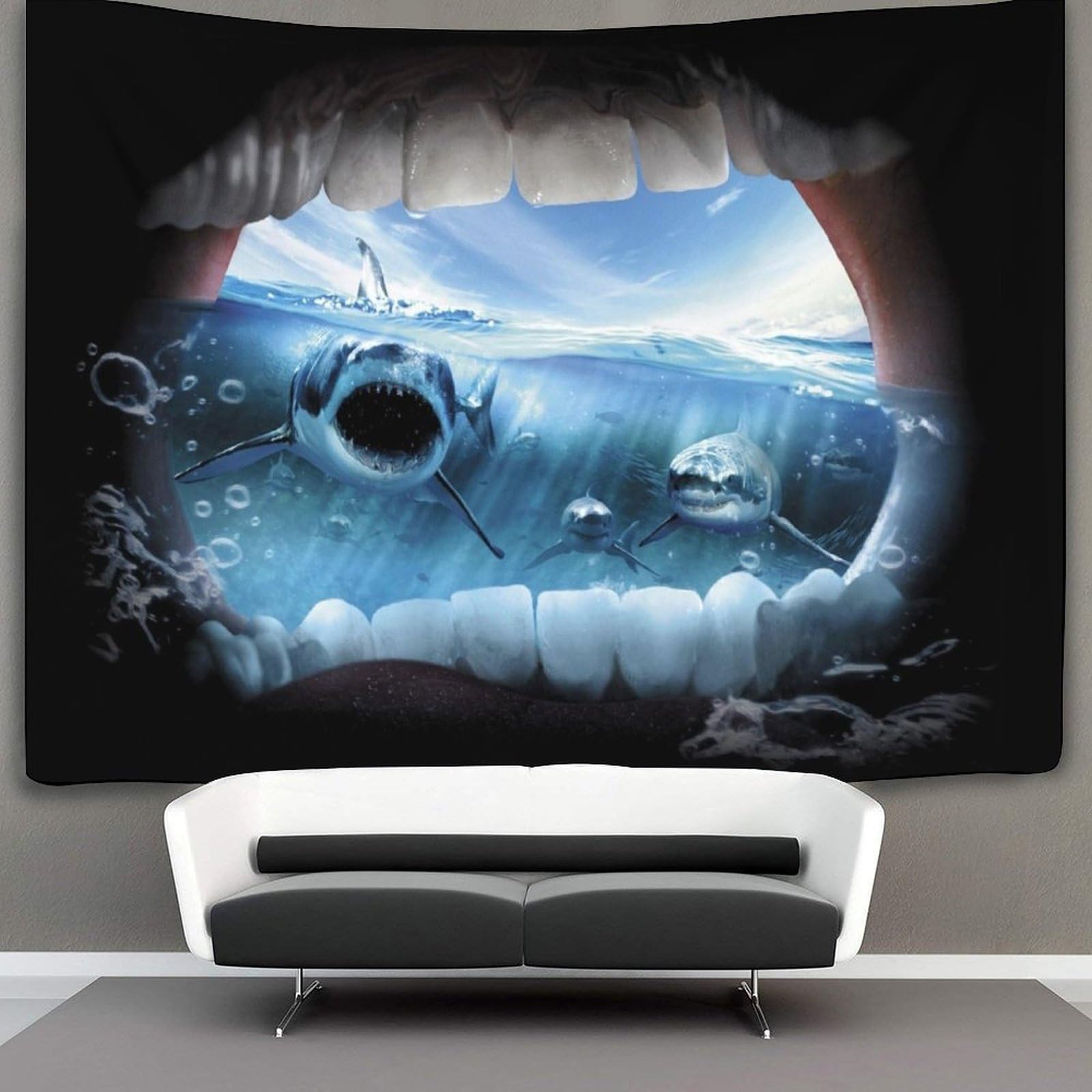 kaiyun Shark Tapestry Bedroom Aesthetic Indie Wall Room Decor Animal Wall Hanging,Wall Art 100cmx150cm