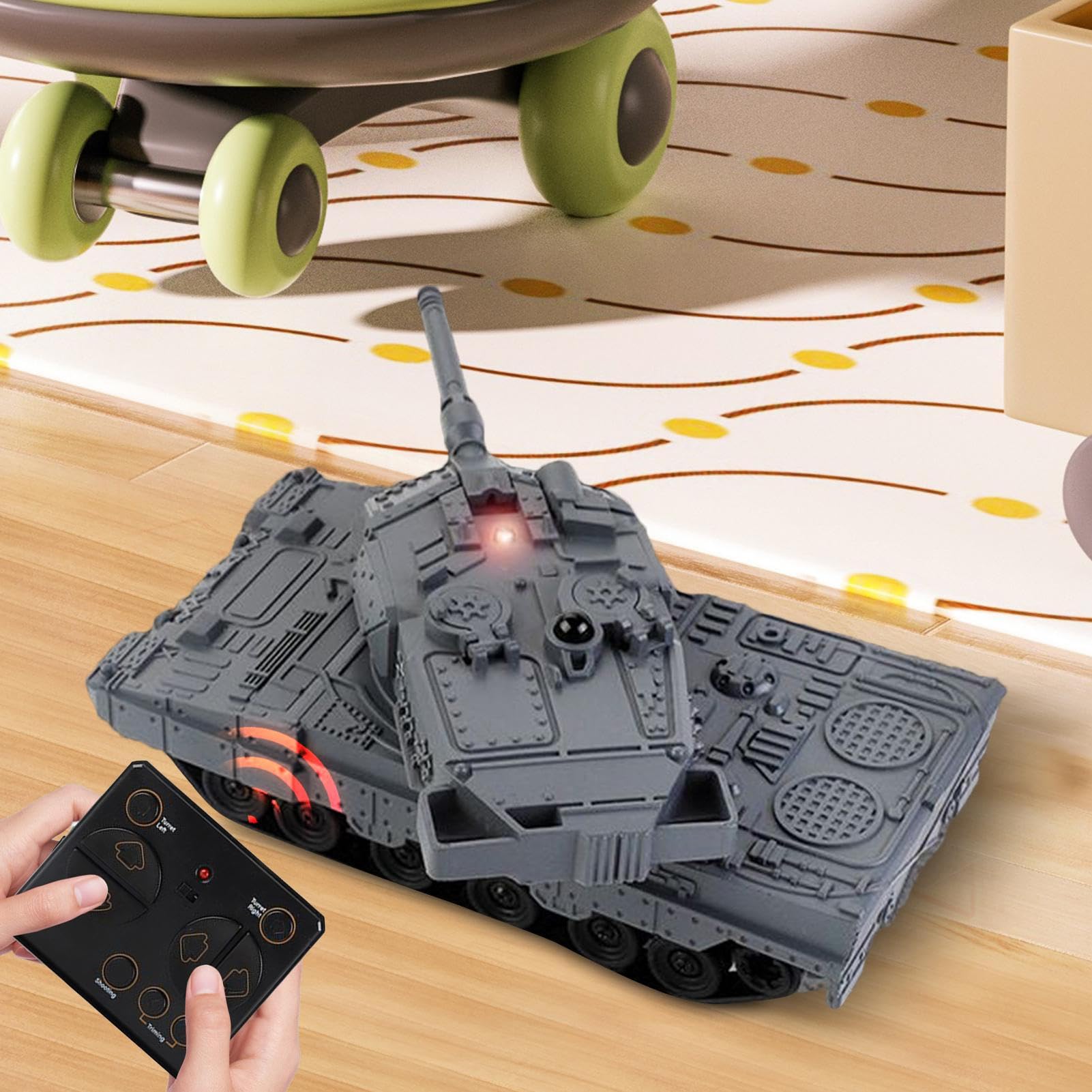Char RC Télécommandé - Tank 2.4GHz Radiocommandé,Véhicule Rechargeable Rotation 360° Course Extérieur,Jeu Filles Garçons