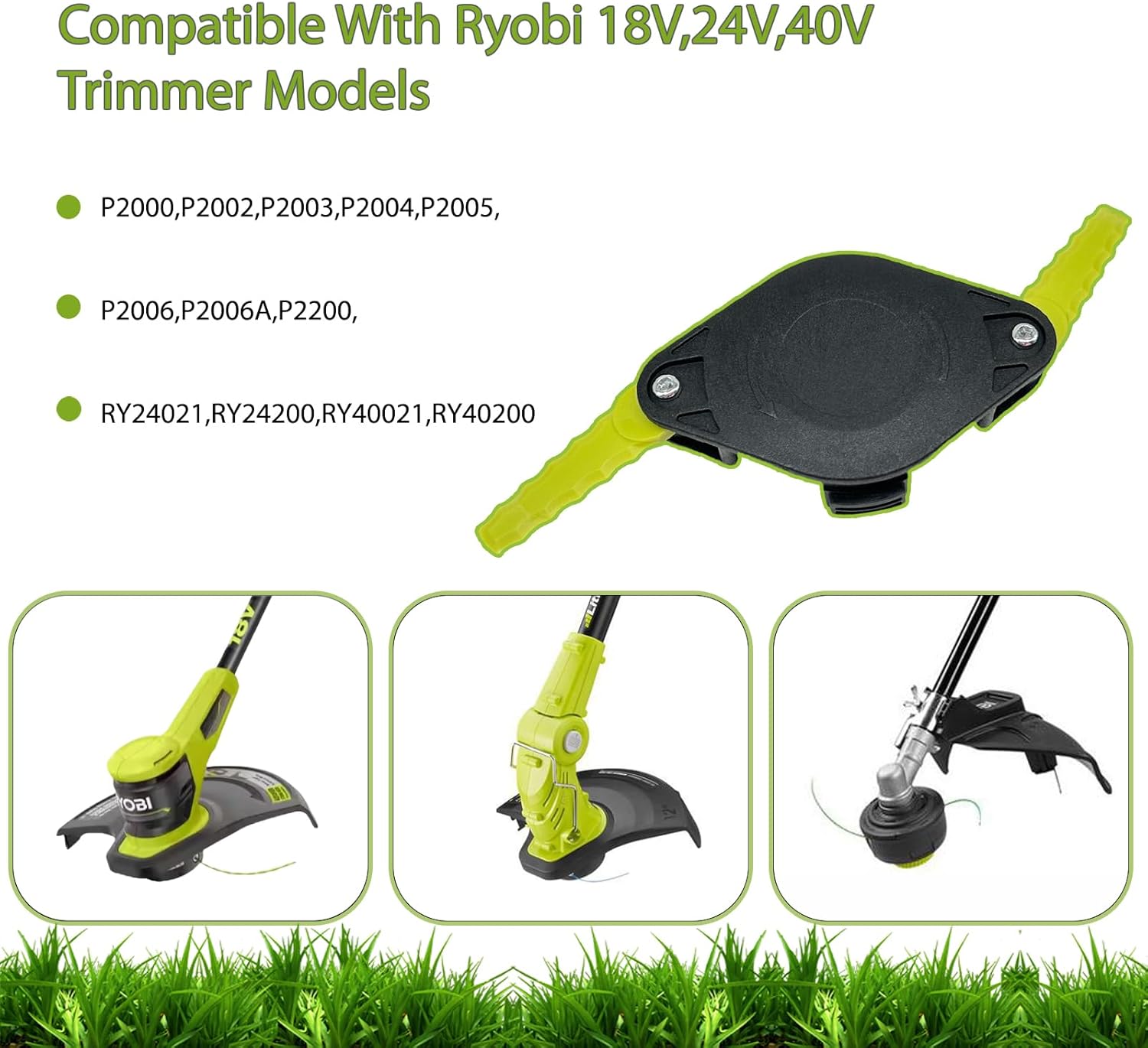 ACFHRL2 Polycarbonate Blades Trimmer Head Compatible with Ryobi 18V, 24V, and 40V RY40210, RY40210A Trimmers with 12 Quickload Blades (Ryobi ACFHRL2 12+4+1)