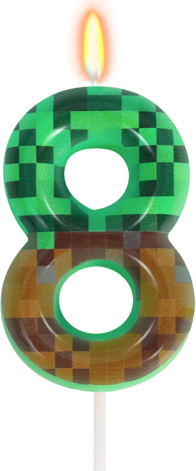 Minecraft Green Birthday Candle
