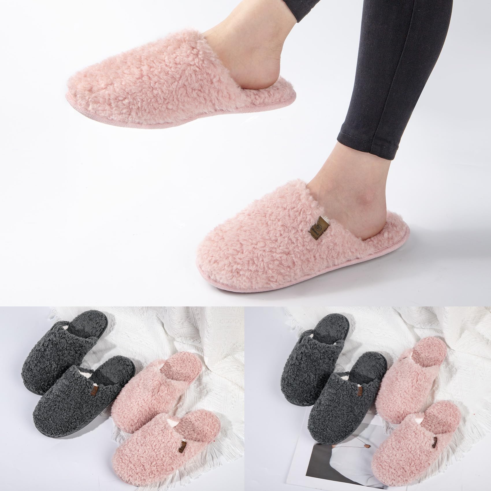 Wostock Ciabatte Donna Invernali Pantofole Donna Invernali Memory Foam Antiscivolo Comode per Ragazze per Interni ed Esterni