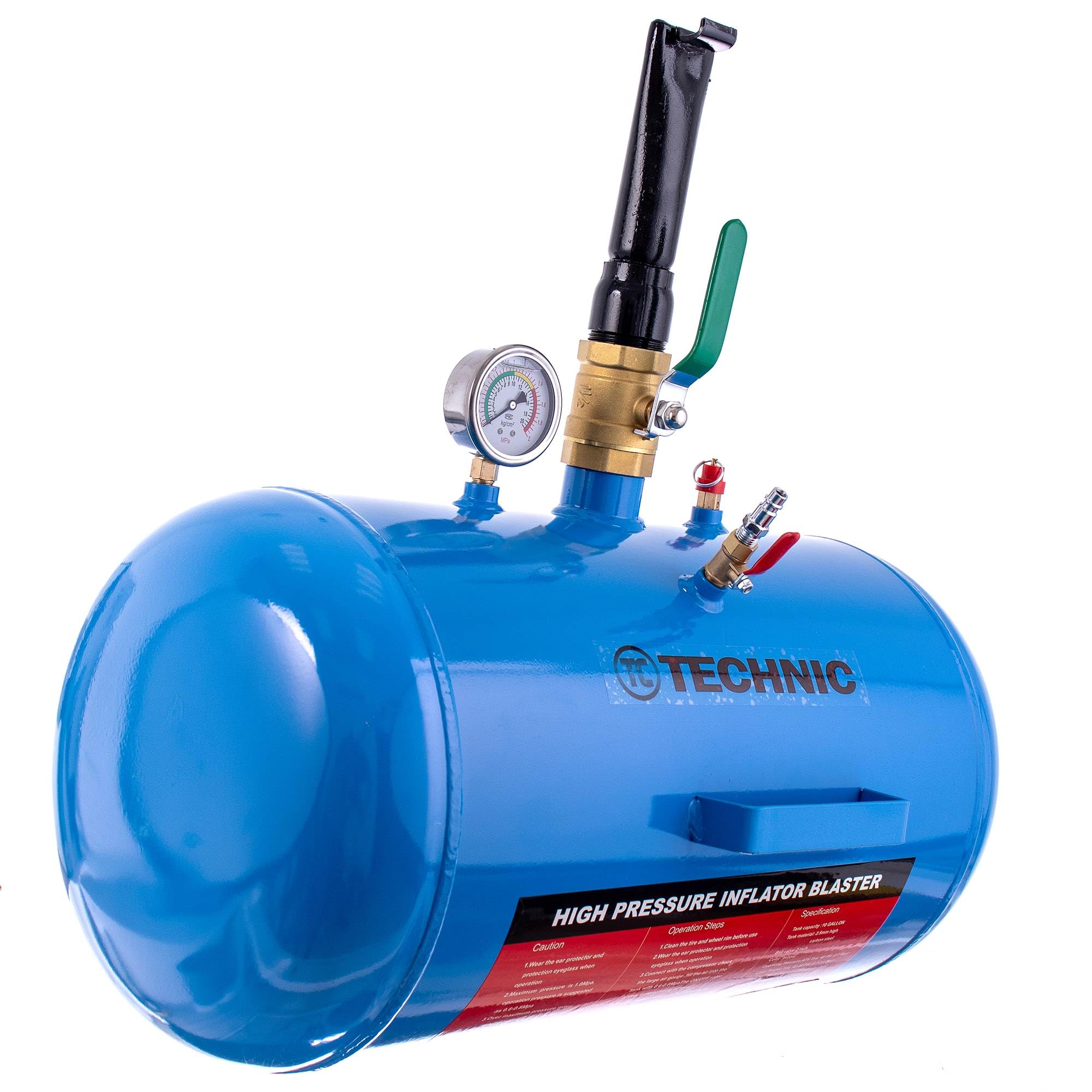 Inflator, Profesjonalna Pompka do Opon, Booster 40l, Pompka do Amortyzatorów, Inflator Pneumatyczna, Wspomaganie Pompowania, Manometr Glicerynowy dla Serwisów i Warsztatów Samochodowych