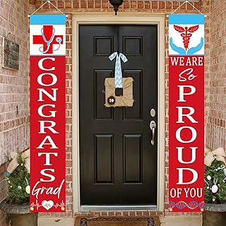 Medical Staff Doctor Nurse Graduation Porch Sign Banner,Congrats Grad Hanging Banner for Indoor/Outdoor Home Front Door Wall Graduation Party Decoration