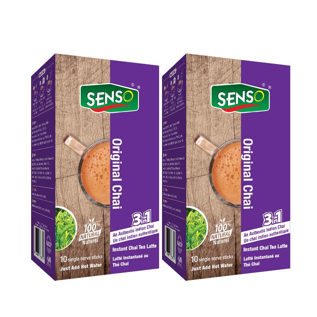 Senso Instant Plain Premix Tea - Karak Ready to Drink Chai | Plain Flavor | 10 Sachets | 140 g (Pack of 2)