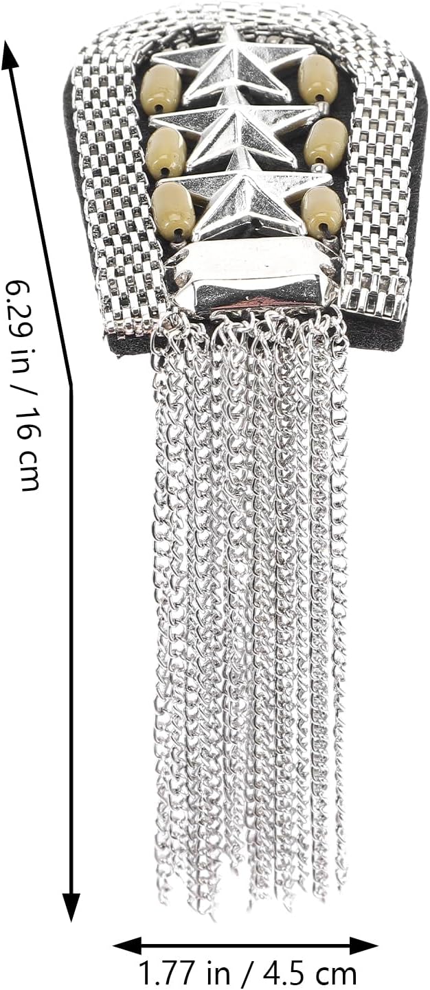 PRETYZOOM Tassel Link Chain Epaulettes Shoulder Boards Brooch Badge for Women Costume Accessories Pair 6.29X1.77In Halloween Cosplay Ceremonies Fancy Dress
