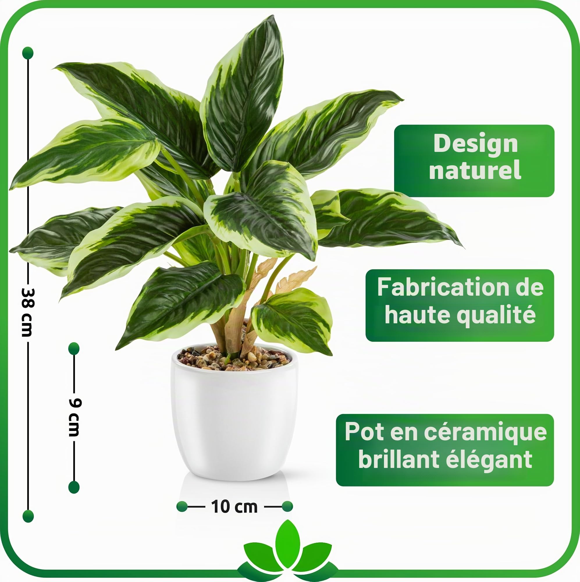 PASCH® Plantes artificielles comme réelles dans de beaux pots en céramique (38 cm), plantes artificielles comme réelles, grandes plantes artificielles, fausses plantes, fleurs artificielles en pot
