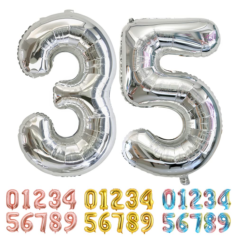 Foil Globo Número 5 Azul 40" (101cm), Inflable Helio o aire, Gigante Numeros 0-9, 10-19, 20-29, 30-100, Grande Globos Decoración para La Boda Aniversario y Cumpleaños Fiestas — view 466