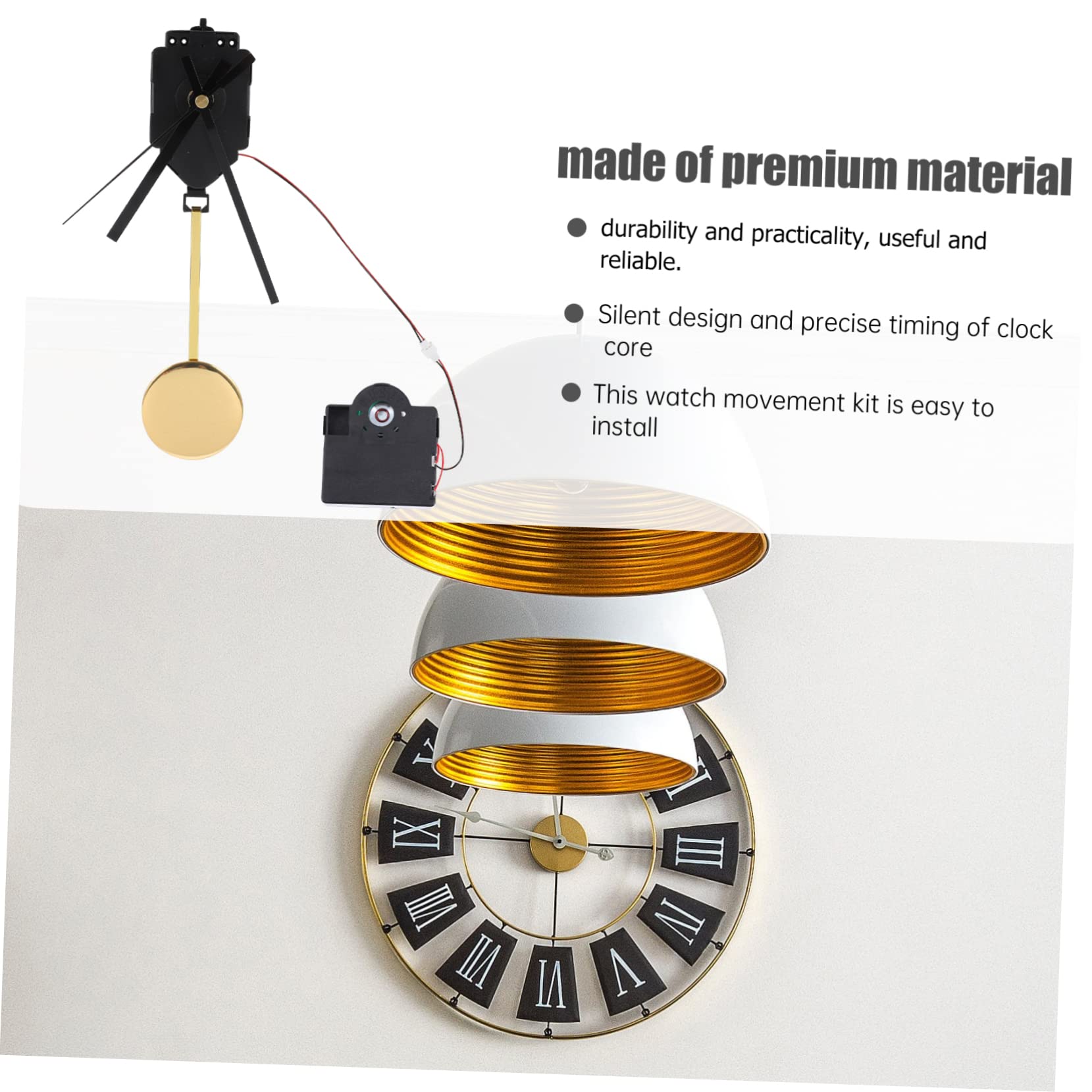 Artibetter 2sätze Quarz Pendeluhrwerk Mit Uhrzeigern Ersatzmechanismus Für Wanduhren Leise Und Präzise Für -uhrenprojekte Einfache Installation Vielseitig Verwendbar