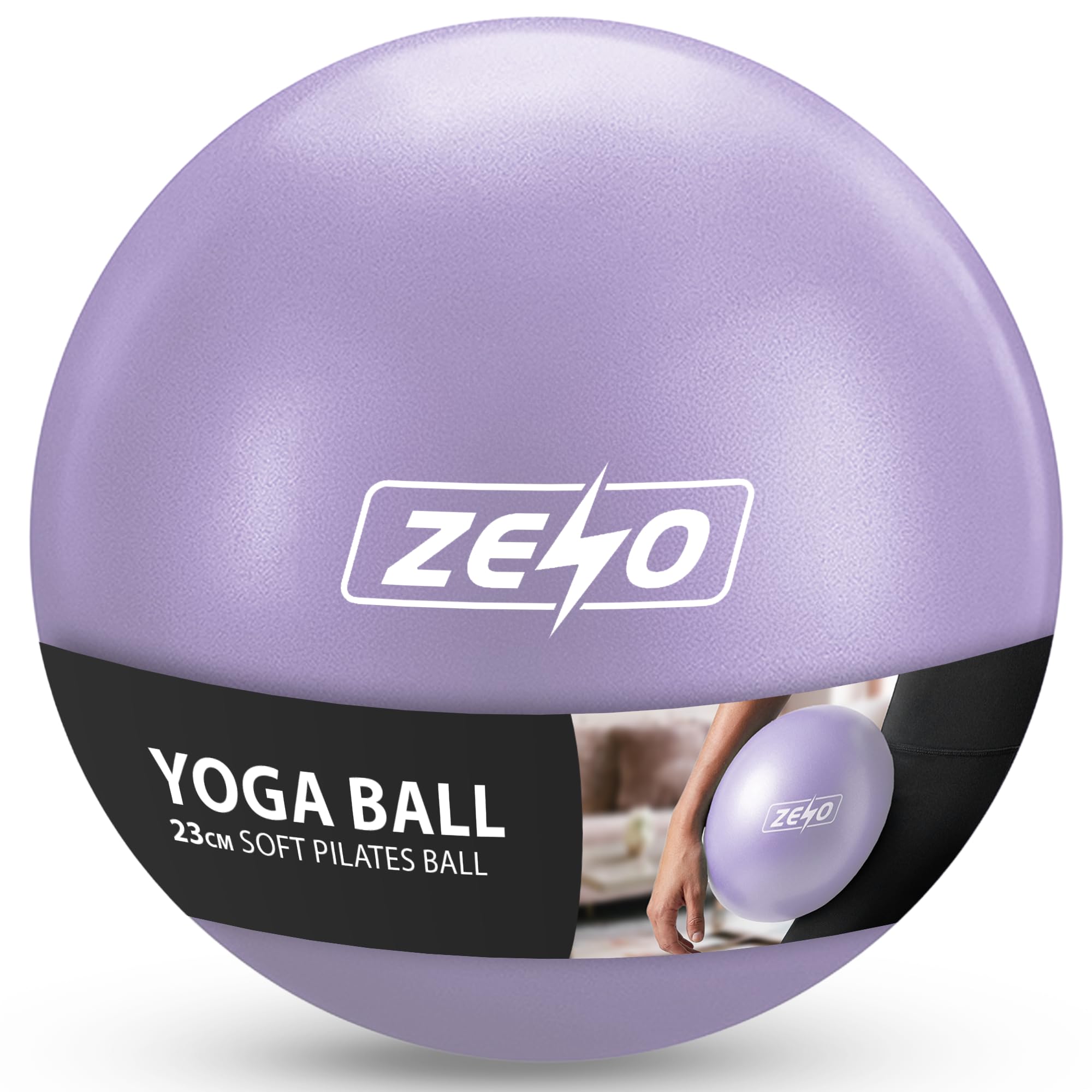 ZENO Pilates Ball 23cm | Soft Yoga Ball for Core Training | Mini Exercise Ball for Balance Stability and Control | Anti Burst Gym Ball for Pilates, Yoga, Physio, Rehab, Home Workouts (Purple)