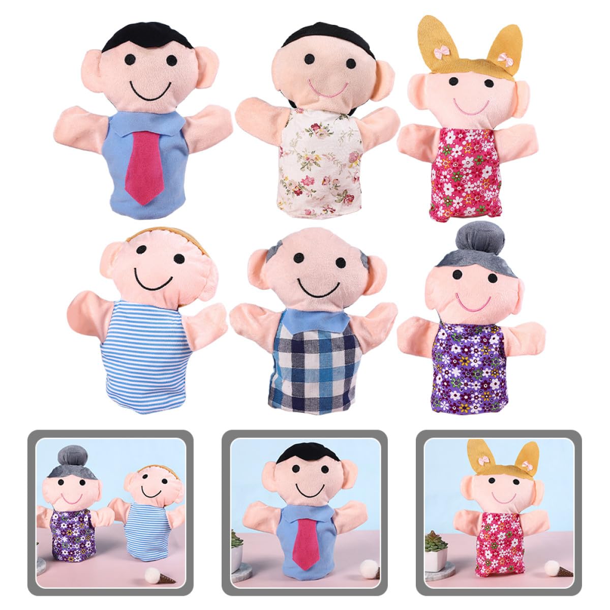 Toyvian 6 Pcs Marionnettes à Main Jouet de Jeu de Rôle pour Garçon et Filles Créatives et Douces, pour Spectacles et Activités Éducatives