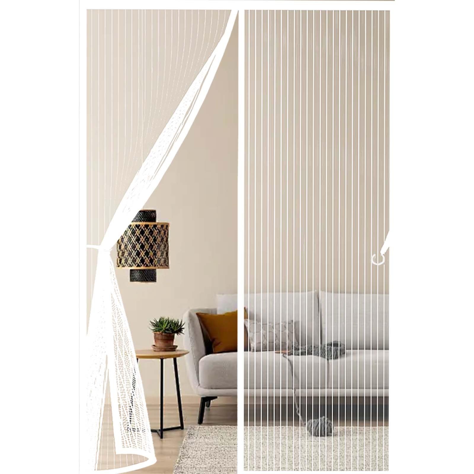 Feijdon White Fly Nets 139 X 201 Cm Powerful Magnets And Full Frame Magic Tape, No Drill Installation Magnet Fly Screen Door Insect Protection Lets Fresh Air In, Hundreds Of Sizes,