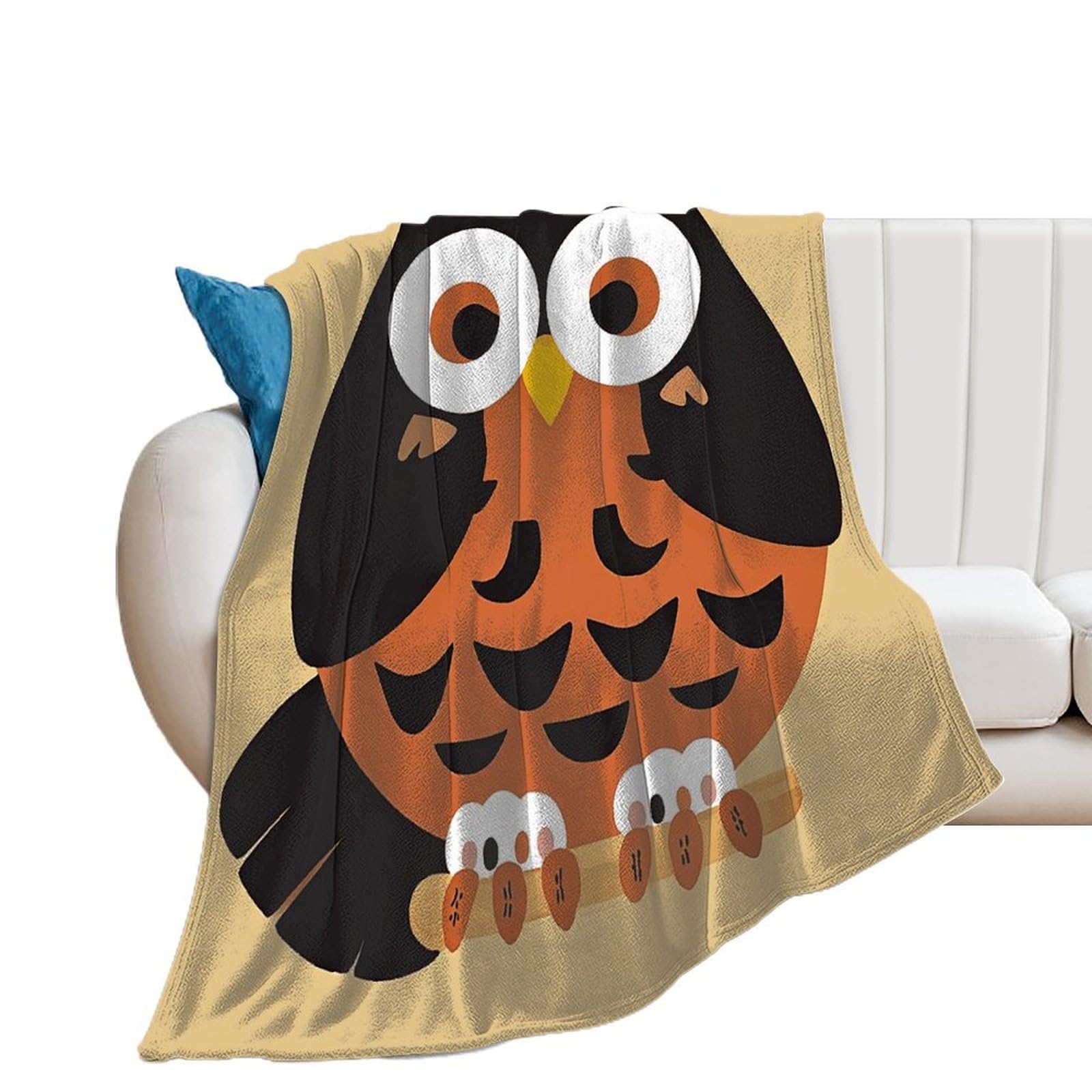 Couverture voyage et camping légère en flanelle motif hibou confort