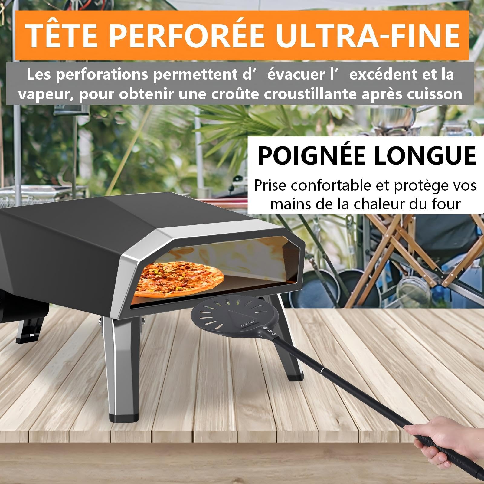 Pelle à pizza rectangulaire de 20,3 cm, spatule professionnelle en aluminium anodisé, 78,7 cm au total