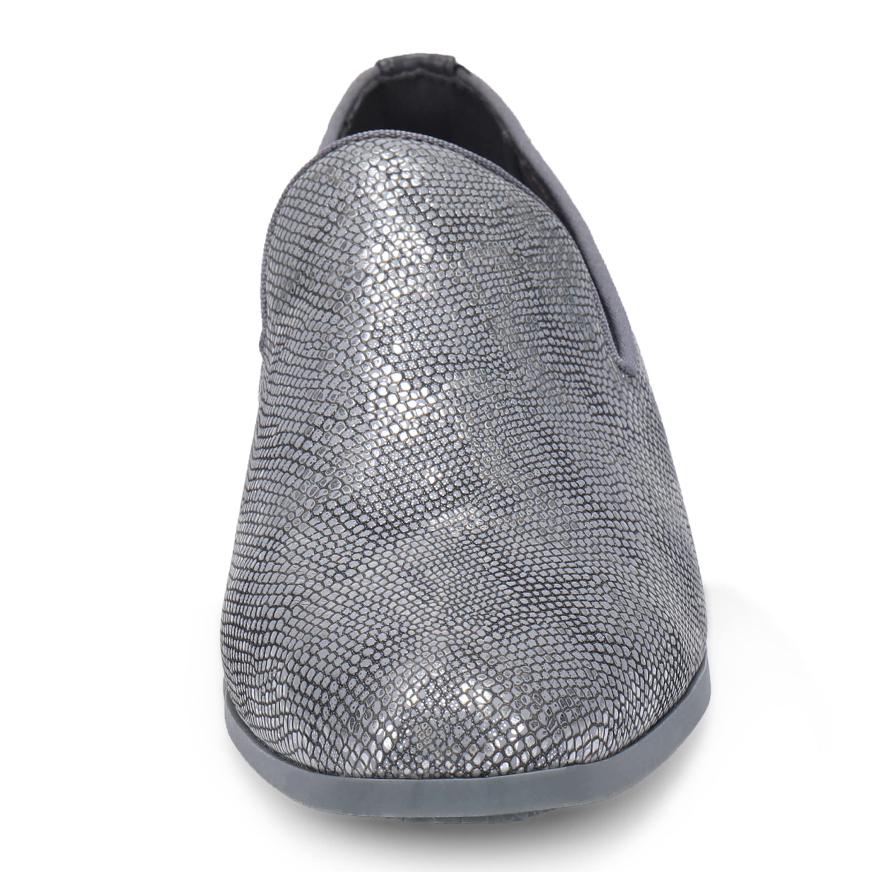 UUBARIS Mocasines de vestir para hombre, zapatos de conducción, zapatos de traje de esmoquin, Piel de serpiente sintética plateada, 42 EU