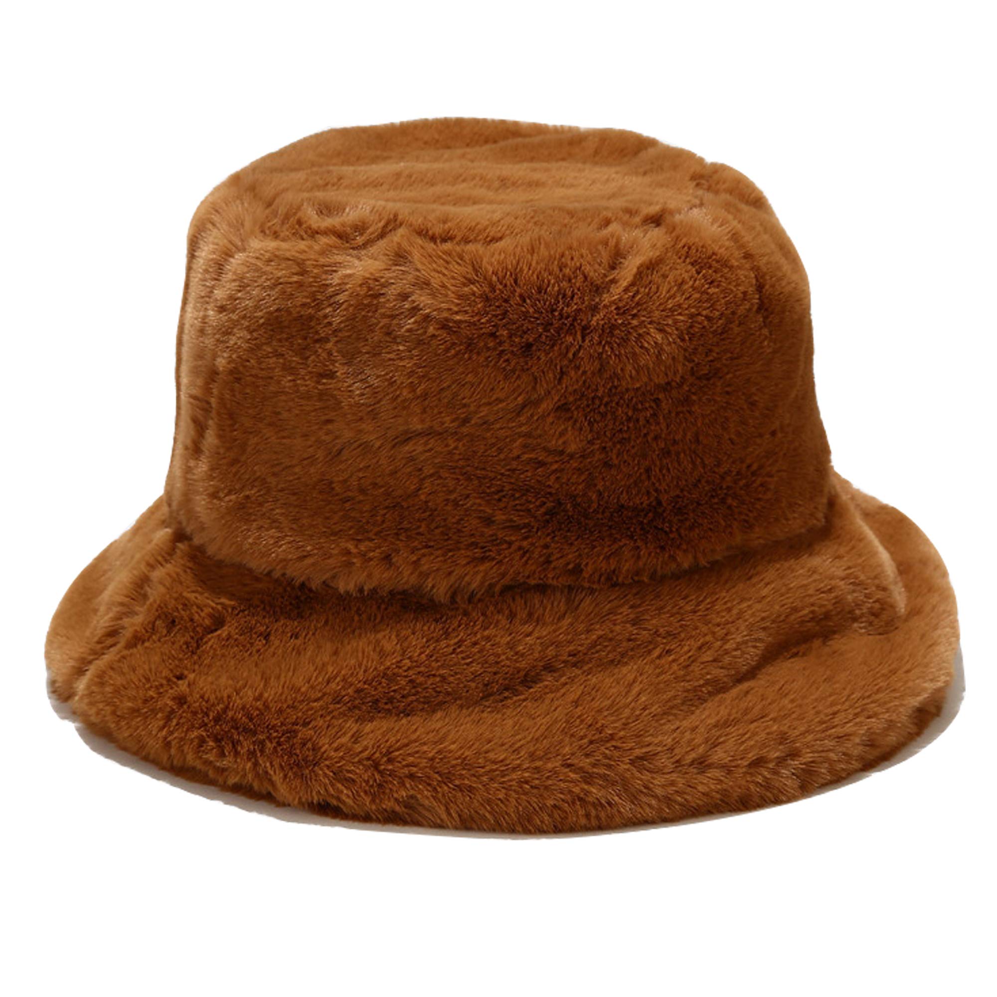 Umeepar Winter Faux Fur Fuzzy Bucket Hat Fluffy Warm Hat for Women Men