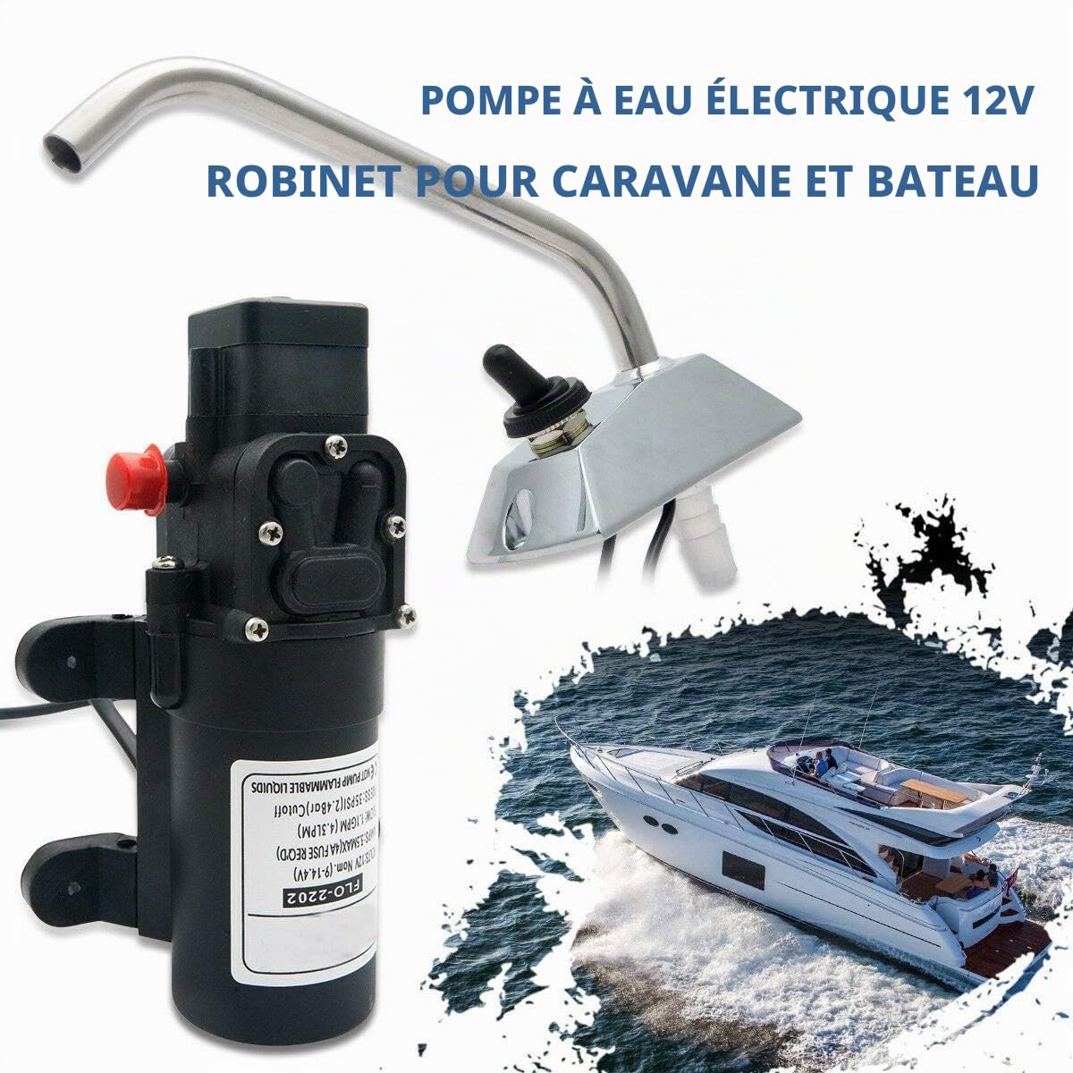 Pompe à eau pour véhicule récréatif, DC 12 V 35 PSI haute pression, pompe à membrane à eau auto-amorçante pour camping-car, bateau marin
