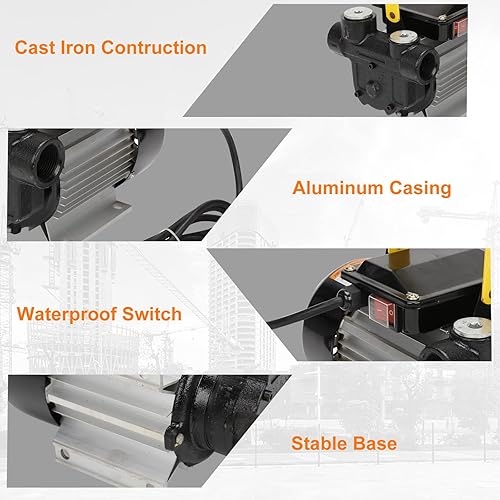 Miniatura 3 de BLACKHORSE-RACING Bomba de transferencia de aceite autocebante 110v AC 16GPM Bomba de biodiesel de queroseno diesel con manguera y boquilla
