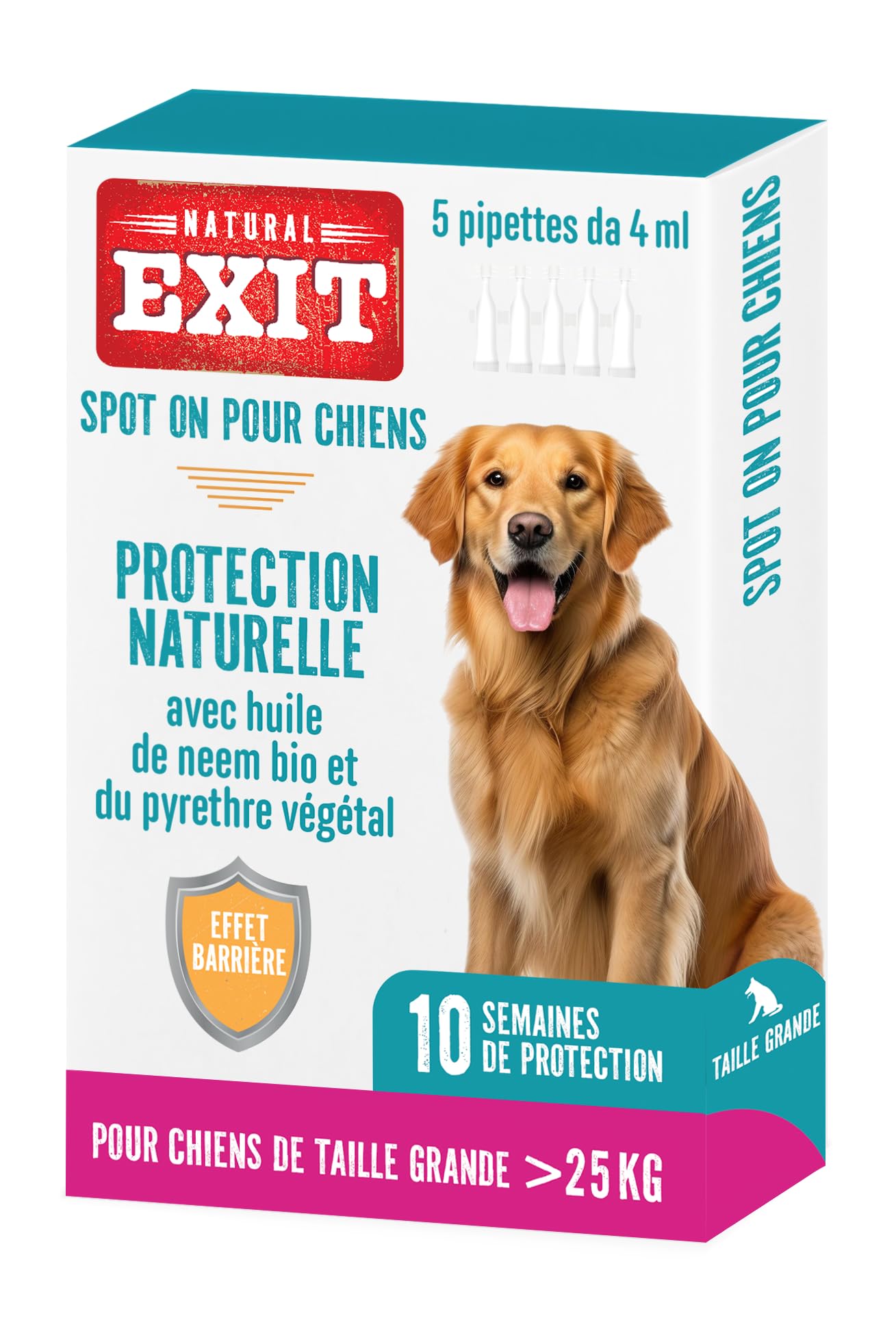 Antiparasitaire naturel chien 5 pipettes refermables action puces tiques
