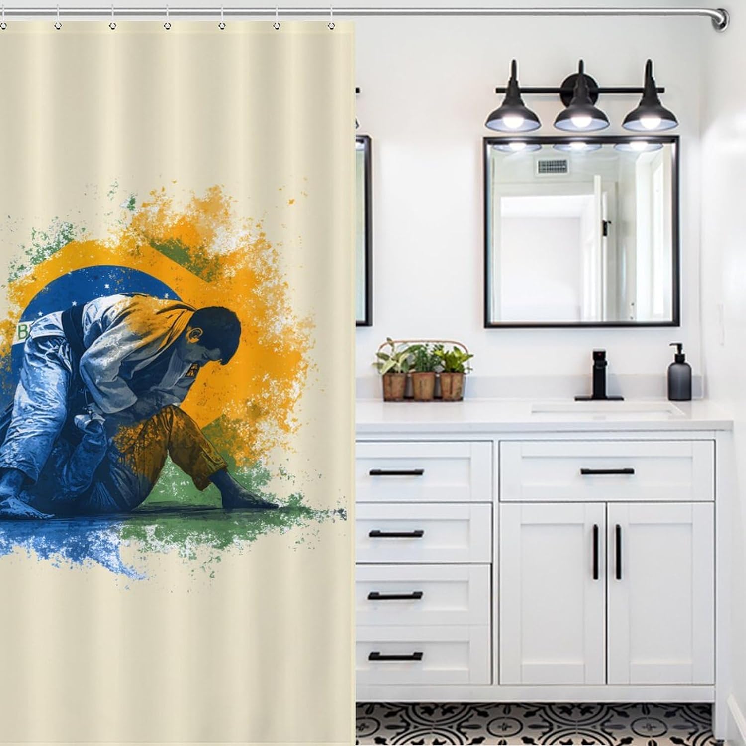 Brazilian Jiu-Jitsu Brazil Shower Curtain 46.85x70.87Inch（119x180cm） Polyester Bath Curtain Shower Curtains Printed Decorative