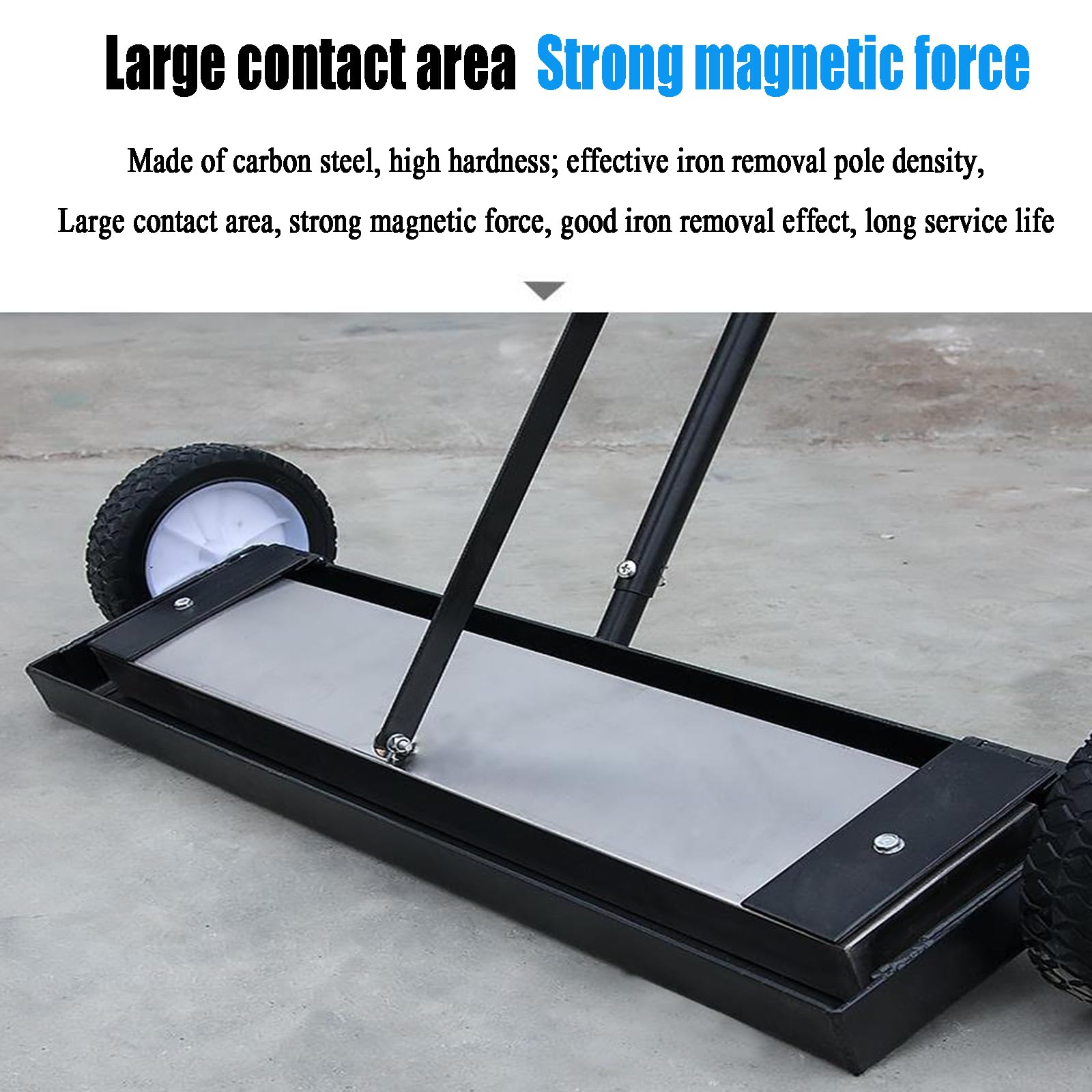 25.7" Barredora Magnética con Ruedas, Herramienta De Recolección Magnética De 1500 Gauss, Desmagnetización Manual, Puede Liberar Instantáneamente Materiales Metálicos, para Taller, Garaje