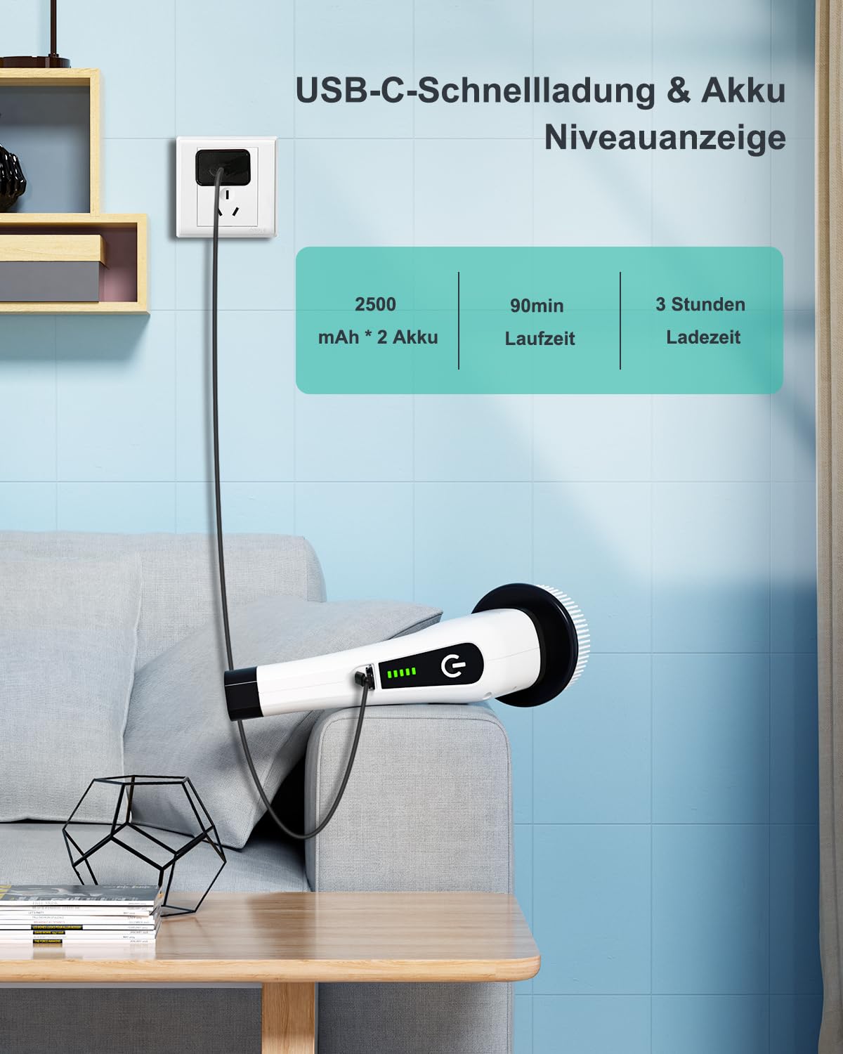 Leebein Elektrische Reinigungsbürste,Electric Spin Scrubber schnurlos mit 8 austauschbaren Bohrbürstenköpfen, Wanne und Bodenfliese mopSet mit 137cm verstellbarem Griff für Bad Küche Auto Fußboden