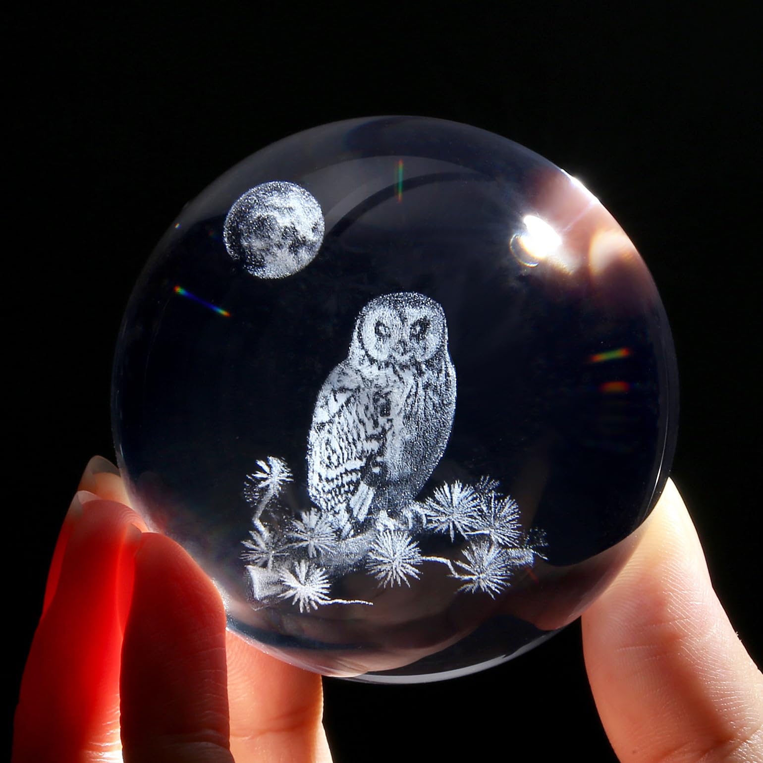 XIANNVXI 3D 60mm Owl Gifts for Women Crystal Ball Paperweight Owl Ornament for The Home Decor Sphere Crystal Glass Ball Cute Bedroom Decoration Shelve Office Decor - Image 2