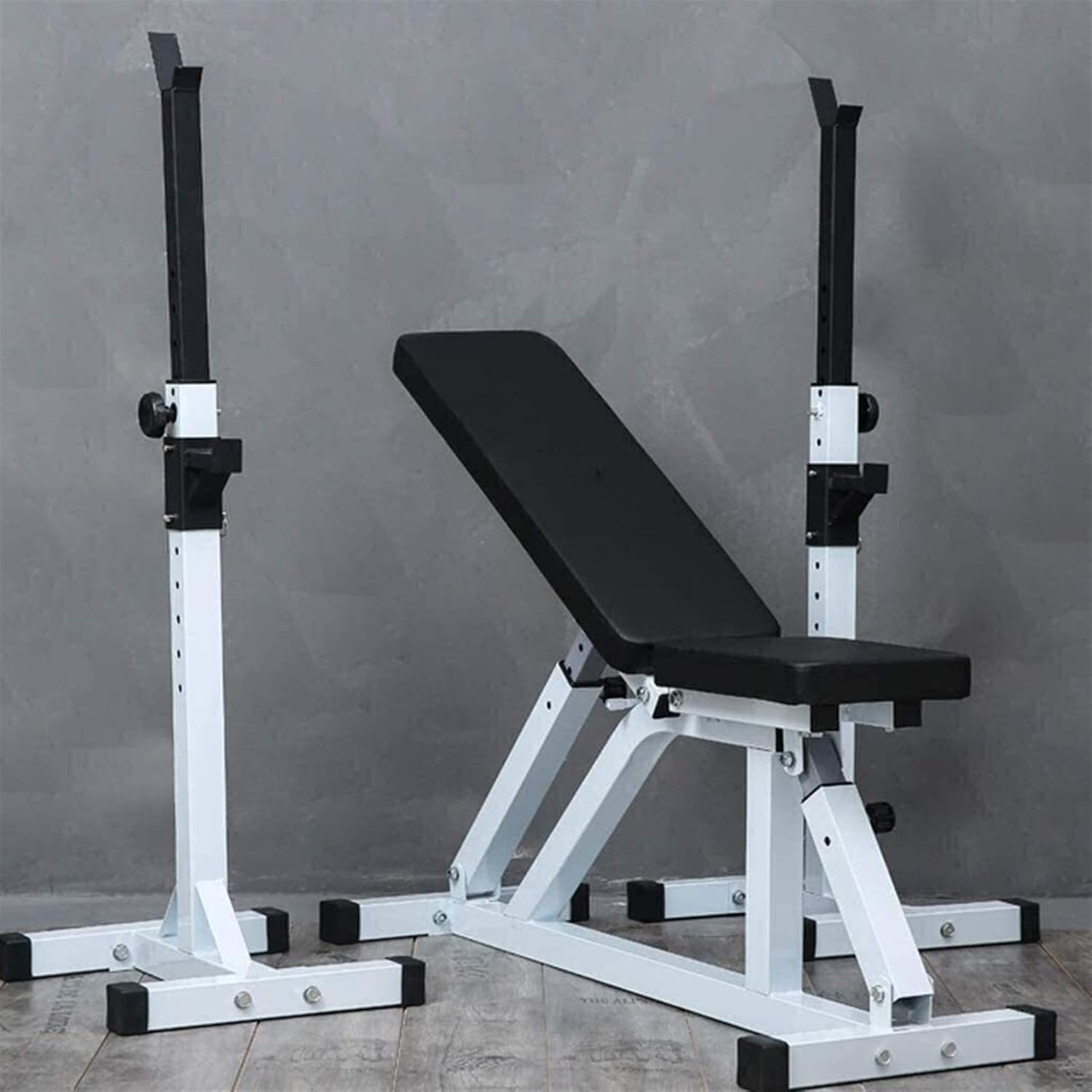 Adjustable Weightlifting Bed Strength Training Fitness Exercise Equipment Pull Ups Barbell Rack Adjustable Squat Stand Dipping Station Gym Weight Bench Press Stand Home