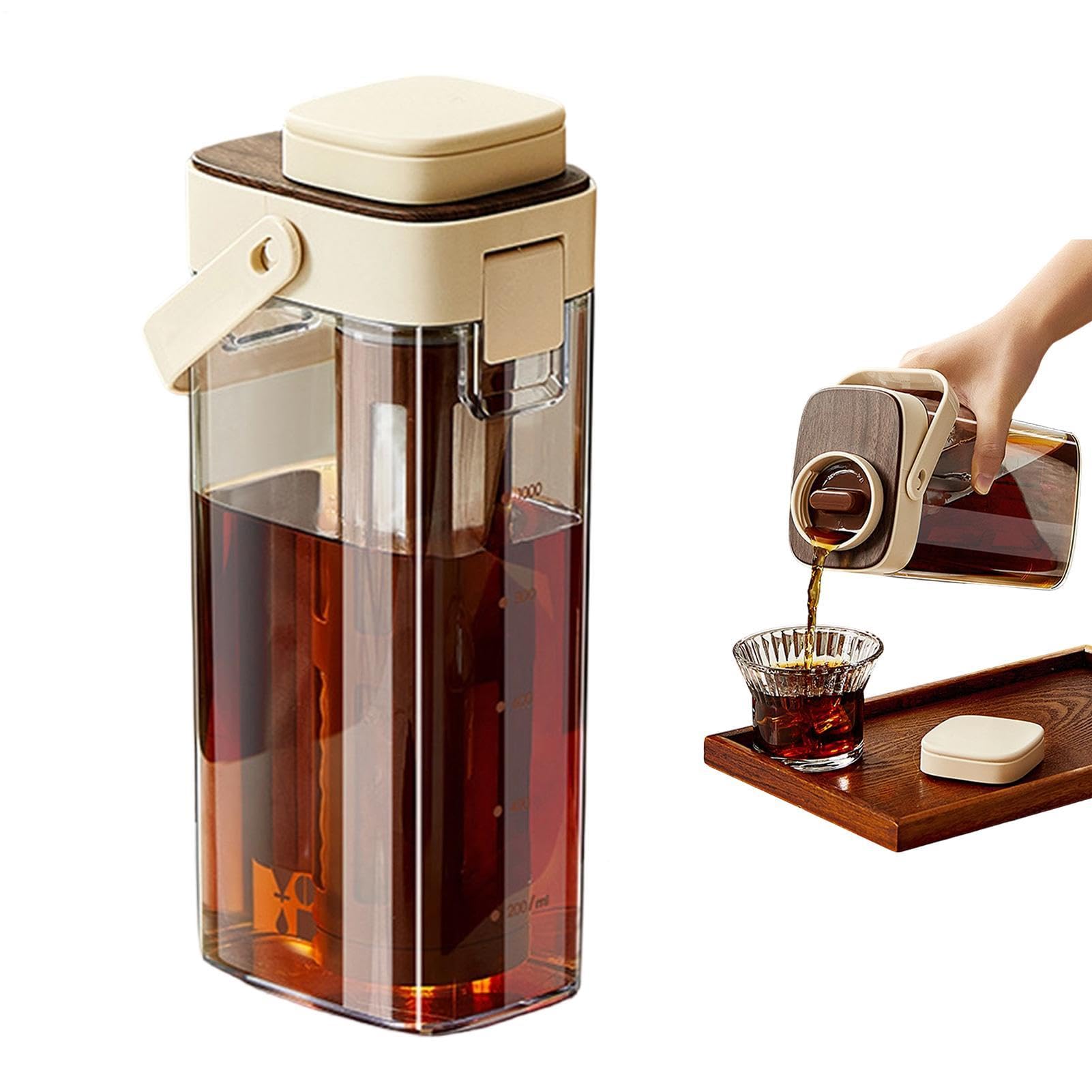 Preparador de Cold Brew | 1000 Mililitros de Gran Capacidad Tapa Hermética Ancha | Jarra De Té Y Agua - para Hogar Cocina Comedor Reuniones Familiares