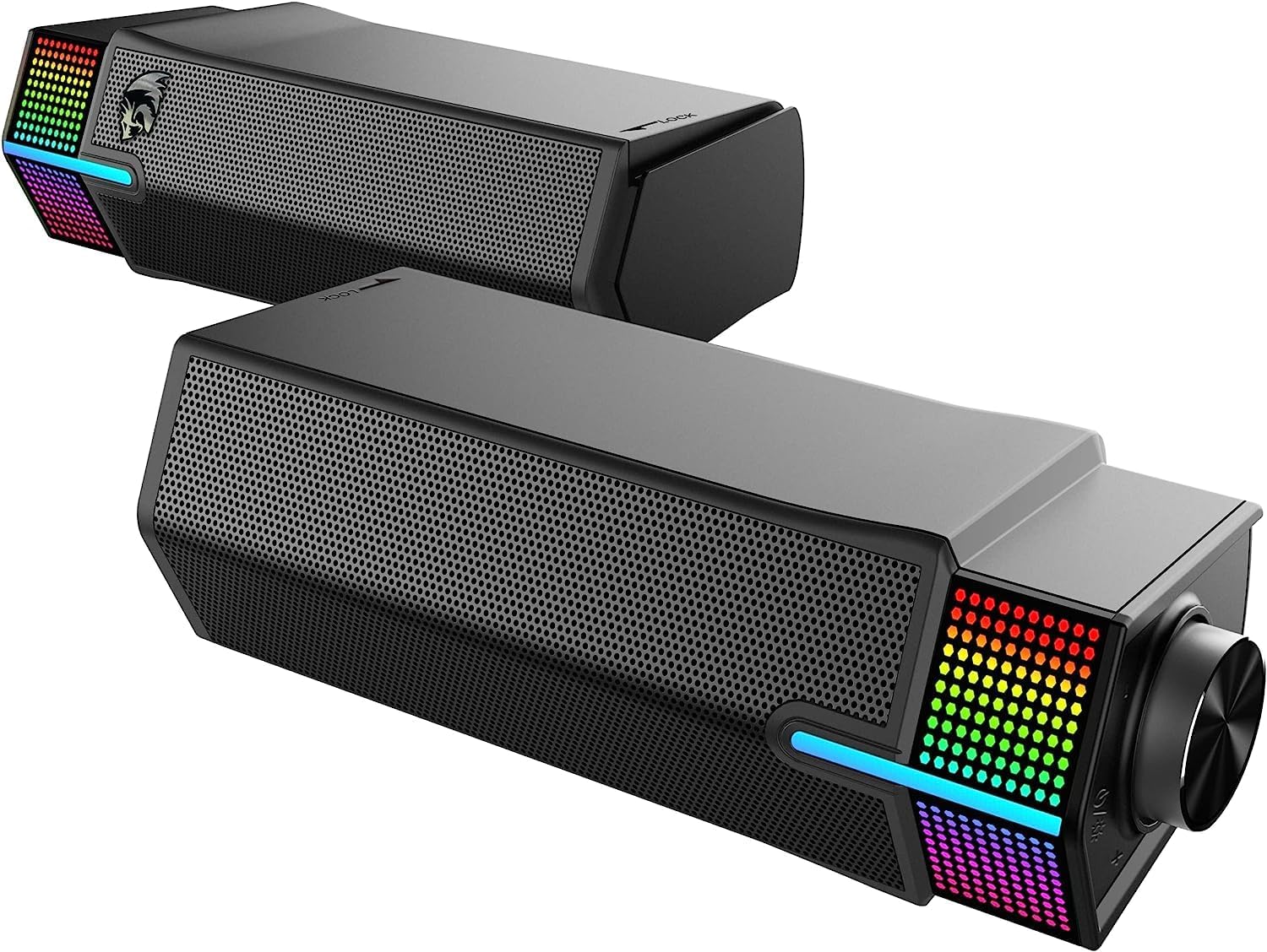 Close-up of the Redragon GS511 control knob and RGB lighting