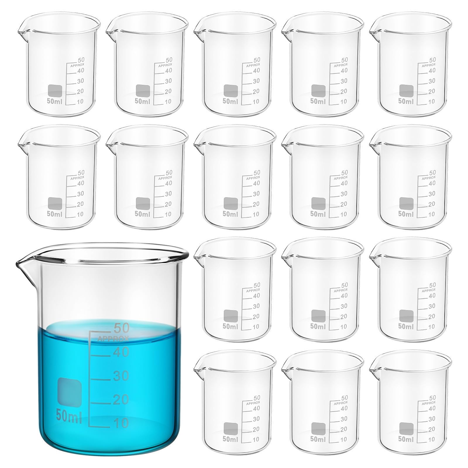 20stücke Teiliges Glasbecher mit Ausguss Hitzebeständig Klare Graduierung Präzise Messbecher für Labor Küche Schule Transparent Einfach zu Reinigen