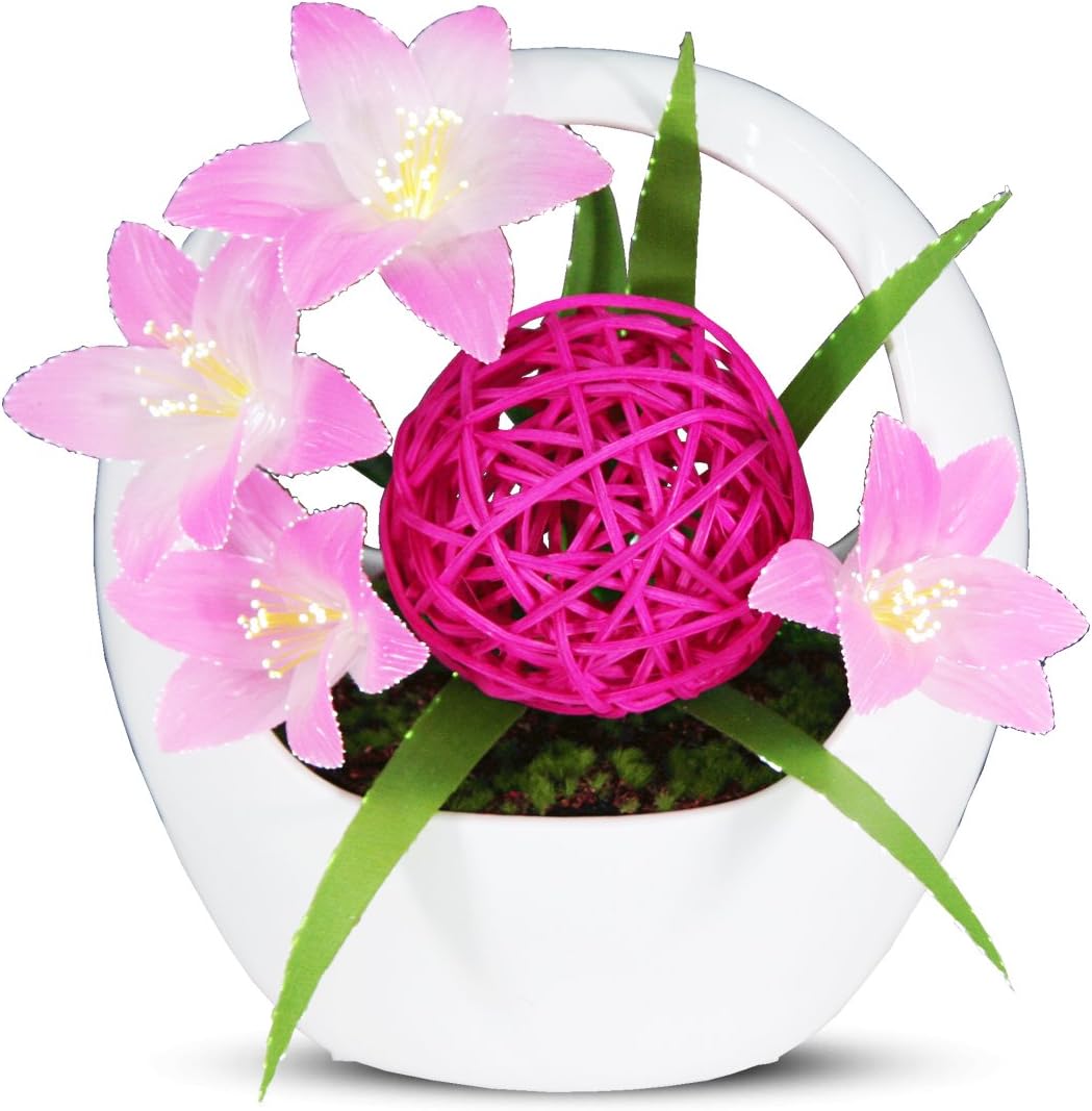M-17 Obon Buddhist Altar, Flower Decoration, LED, Electric, White, Height 9.1 inches (23 cm), Diameter 8.3 inches (21 cm), Luminous, Carino Pink, 1 Unit