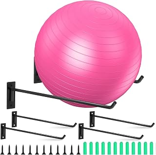 Threan 20 Pcs Metal Exercise Ball Holder, 15.3 Inch Wall Mounted Display