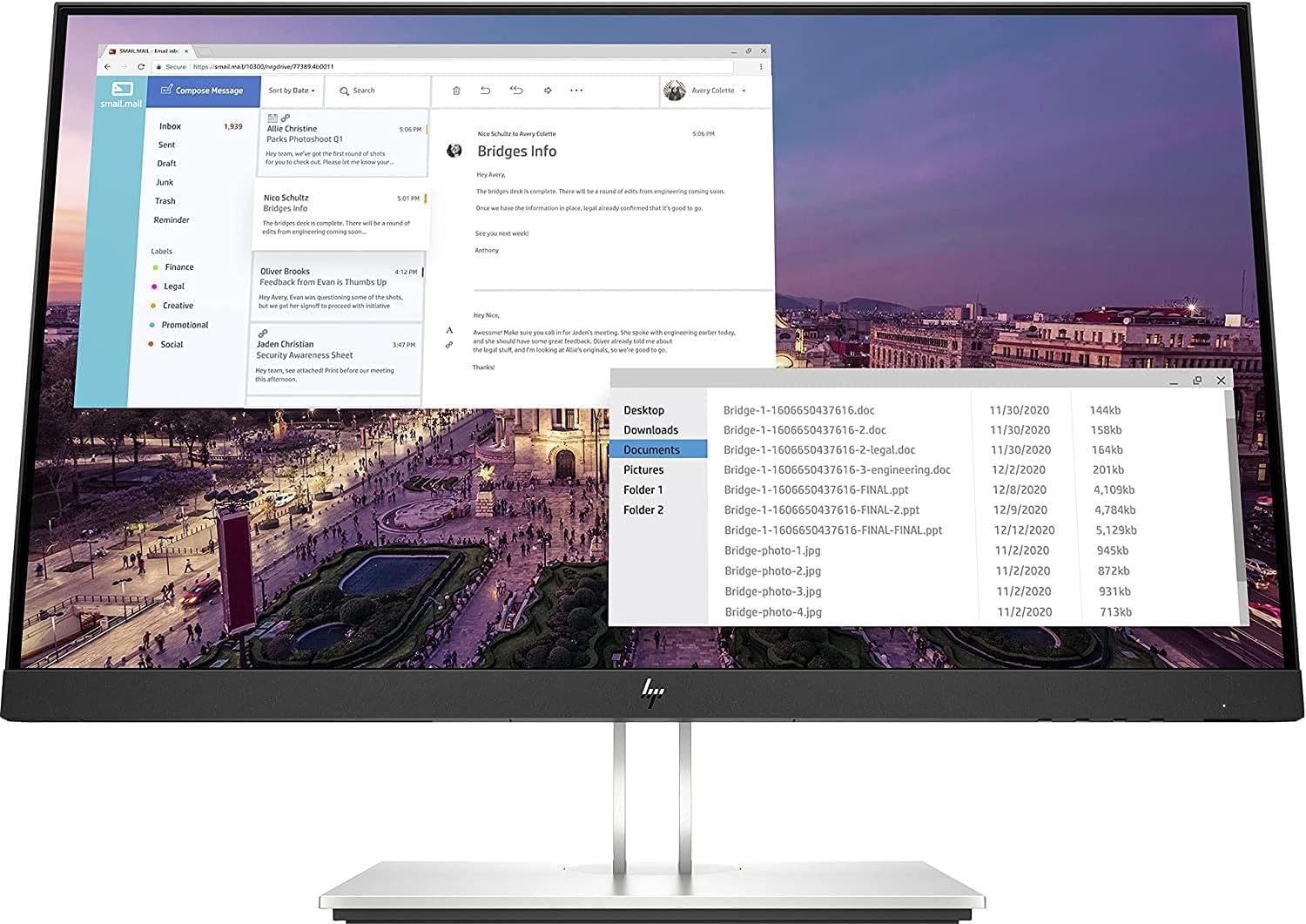 HP E23 G4 FHD Monitor, Schermo da 23 Pollici Full HD, Risoluzione 1920 x1080 Pixel a 60 Hz, Micro-Edge, Antiriflesso, Tempo di Risposta 5 ms, HDMI 1.4 e VGA, 4 Porte USB-A, 1 DisplayPort, Nero