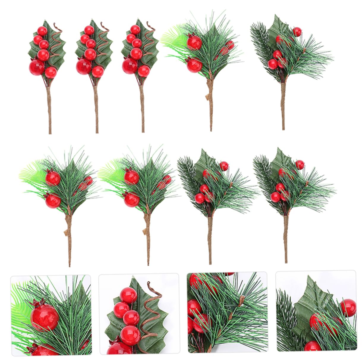 Ciieeo 27piezas Ramas De Baya Simuladas para Decoración Navideña Accesorios De Bricolaje Berries Rojas y Verdes para Fotografía y Manualidades