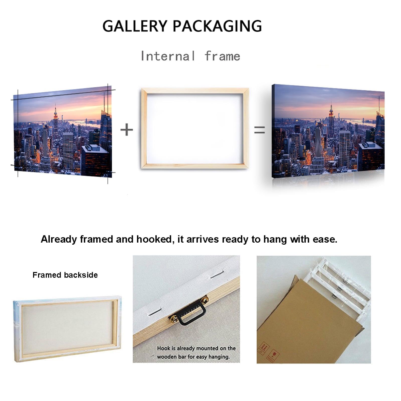 UIRINGART Urbain Horizon Toile Art Mural Bâtiments Urbains Modernes Et Lever Du Soleil Paysage Imprimer Affiche Pour Salon Bureau Studio Décor Mural 80x125cm Cadre Intérieur